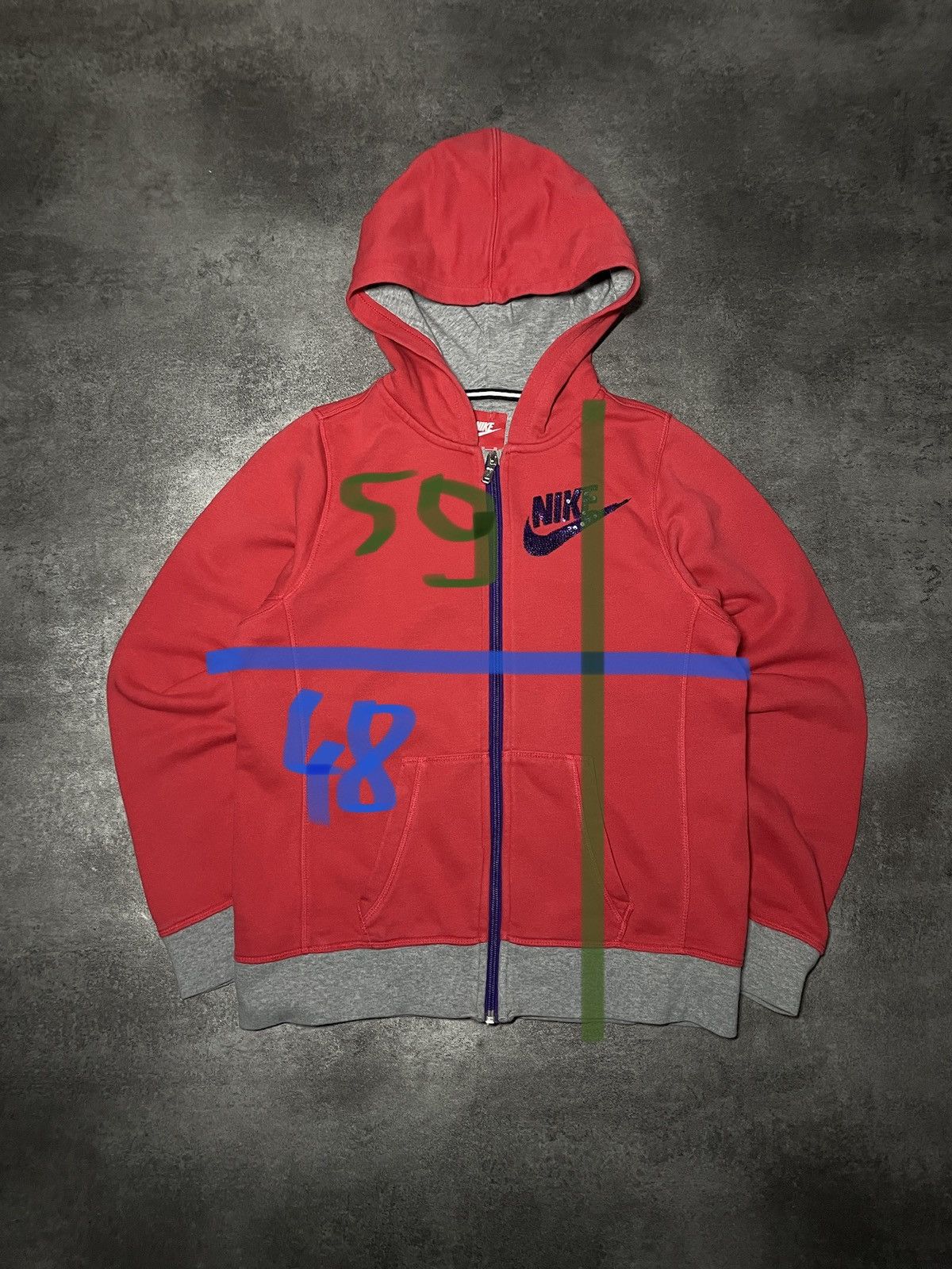 Nike RARE🔥Vintage Y2K Nike Hoodie Zip Spellout Shiny Hype Size XS / US 0-2 / IT 36-38 - 14 Thumbnail