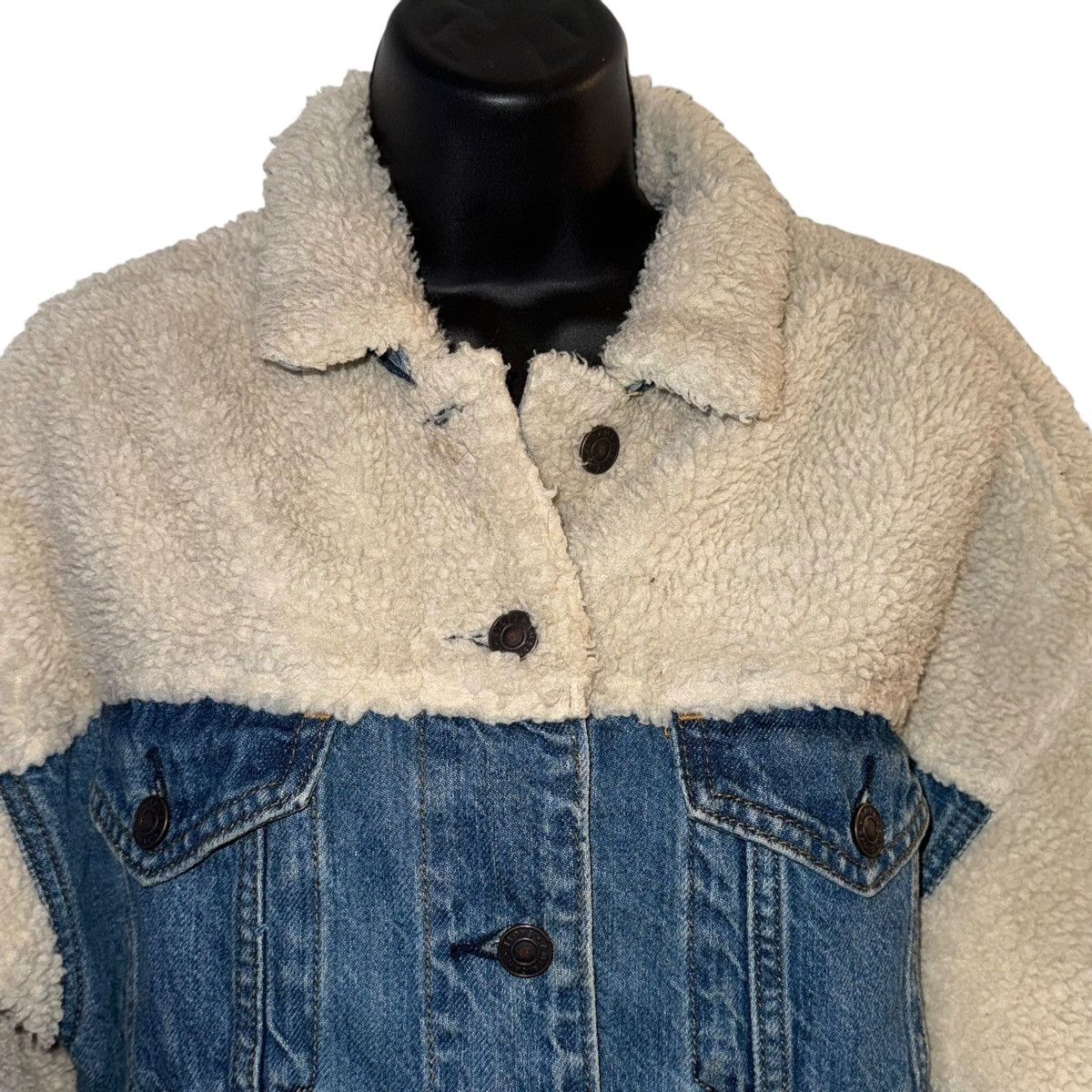 American Eagle Outfitters American Eagle Sherpa fleece denim jacket Size XS / US 0-2 / IT 36-38 - 4 Thumbnail