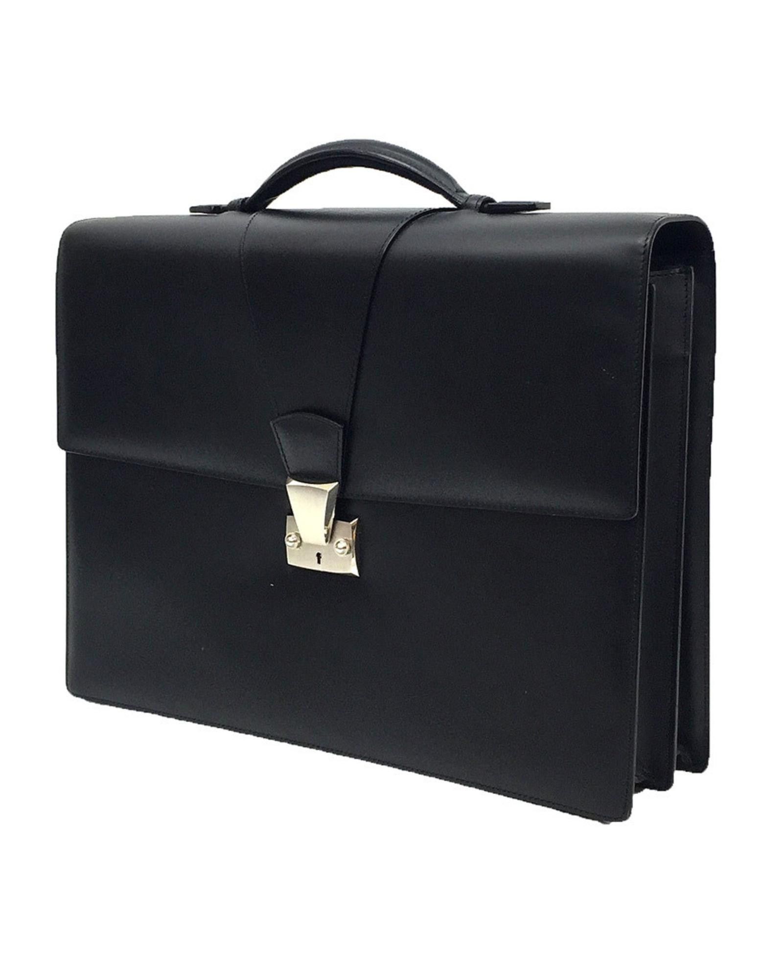 image of Cartier Classic Black Leather Briefcase, Men's