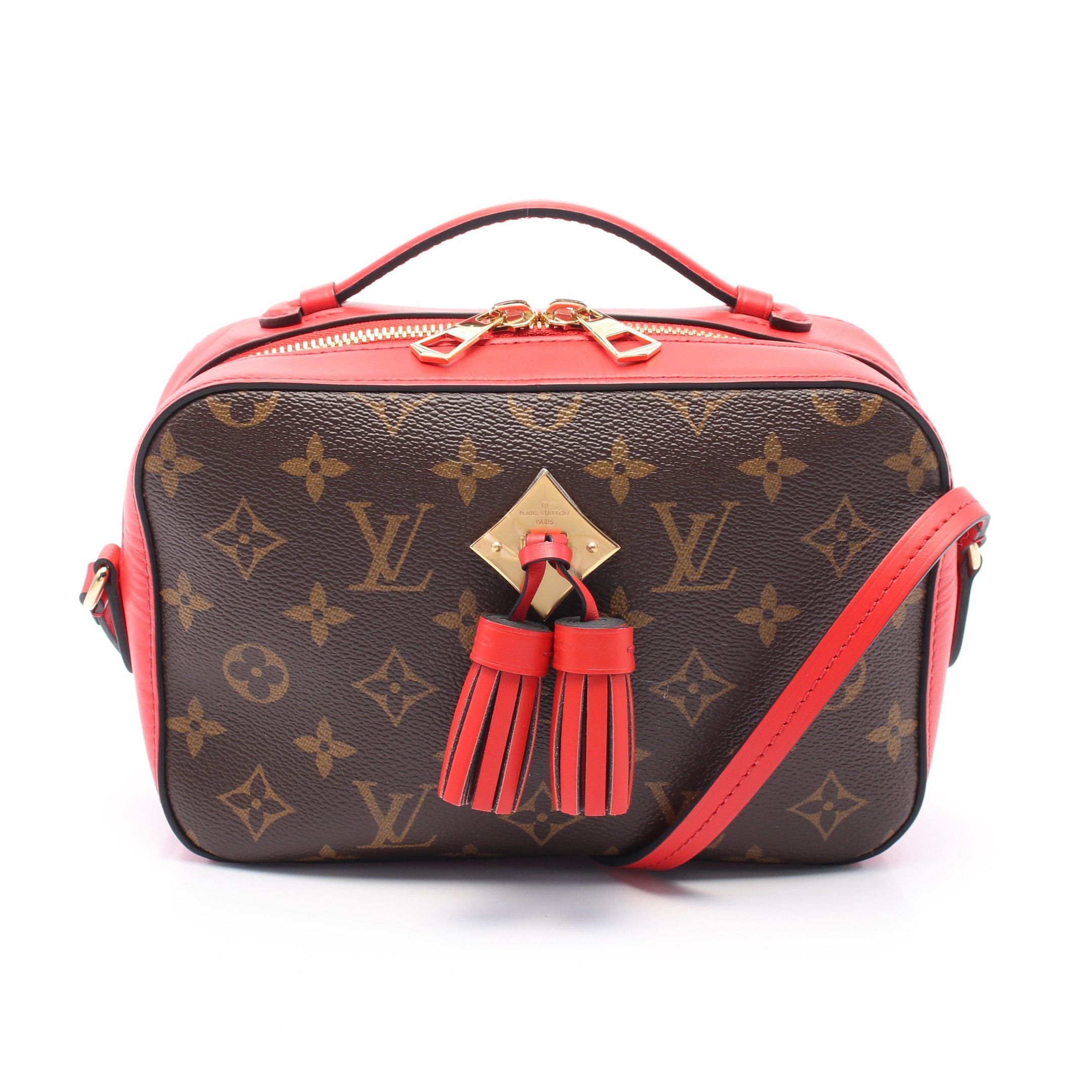 Louis Vuitton Louis Vuitton Saintonge Monogram Coquelicot Shoulder Bag Leather Brown Red Size ONE SIZE - 1 Thumbnail