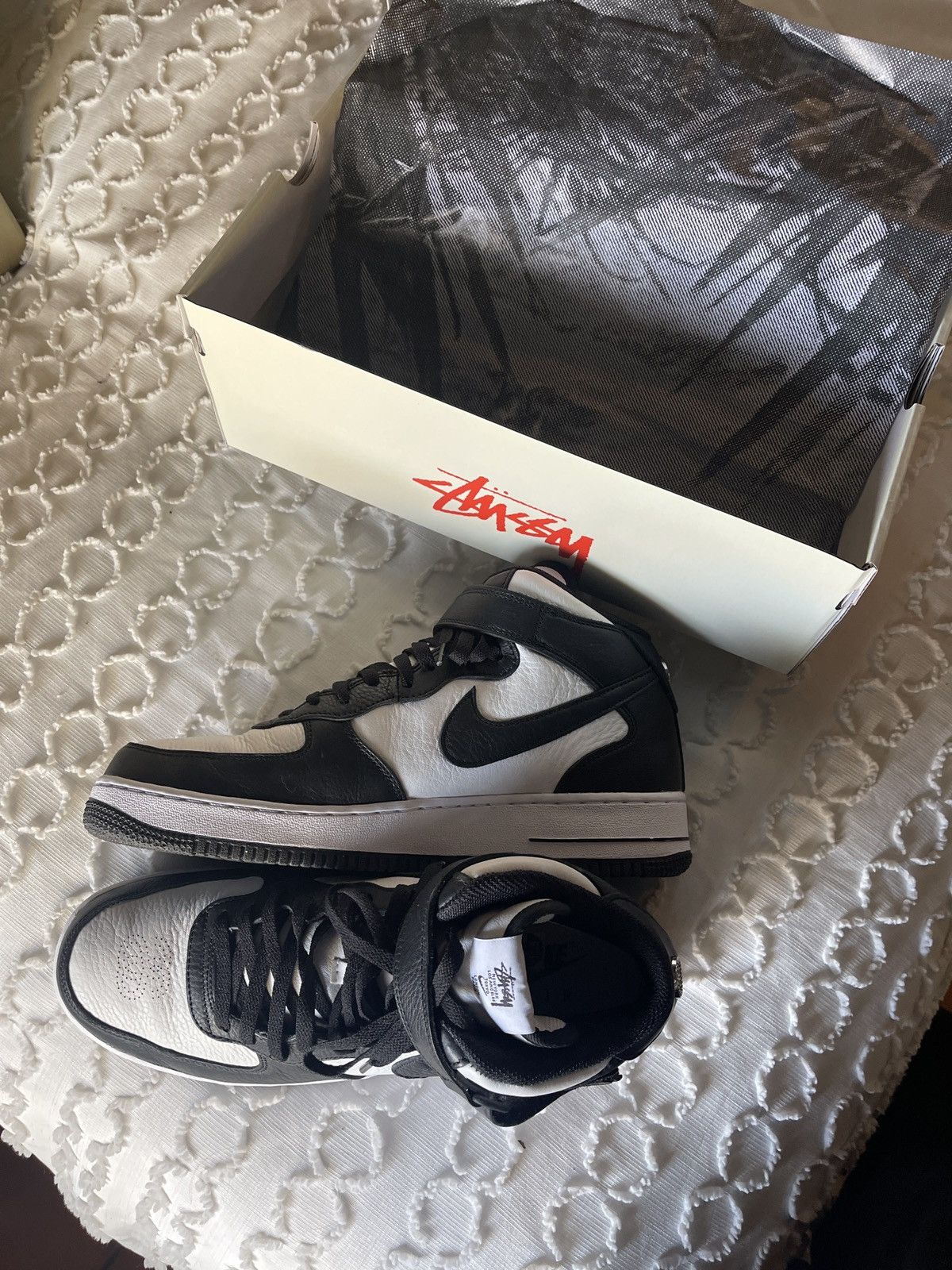 image of Nike x Stussy Af1- Mid Shoes in Black, Men's (Size 11.5)