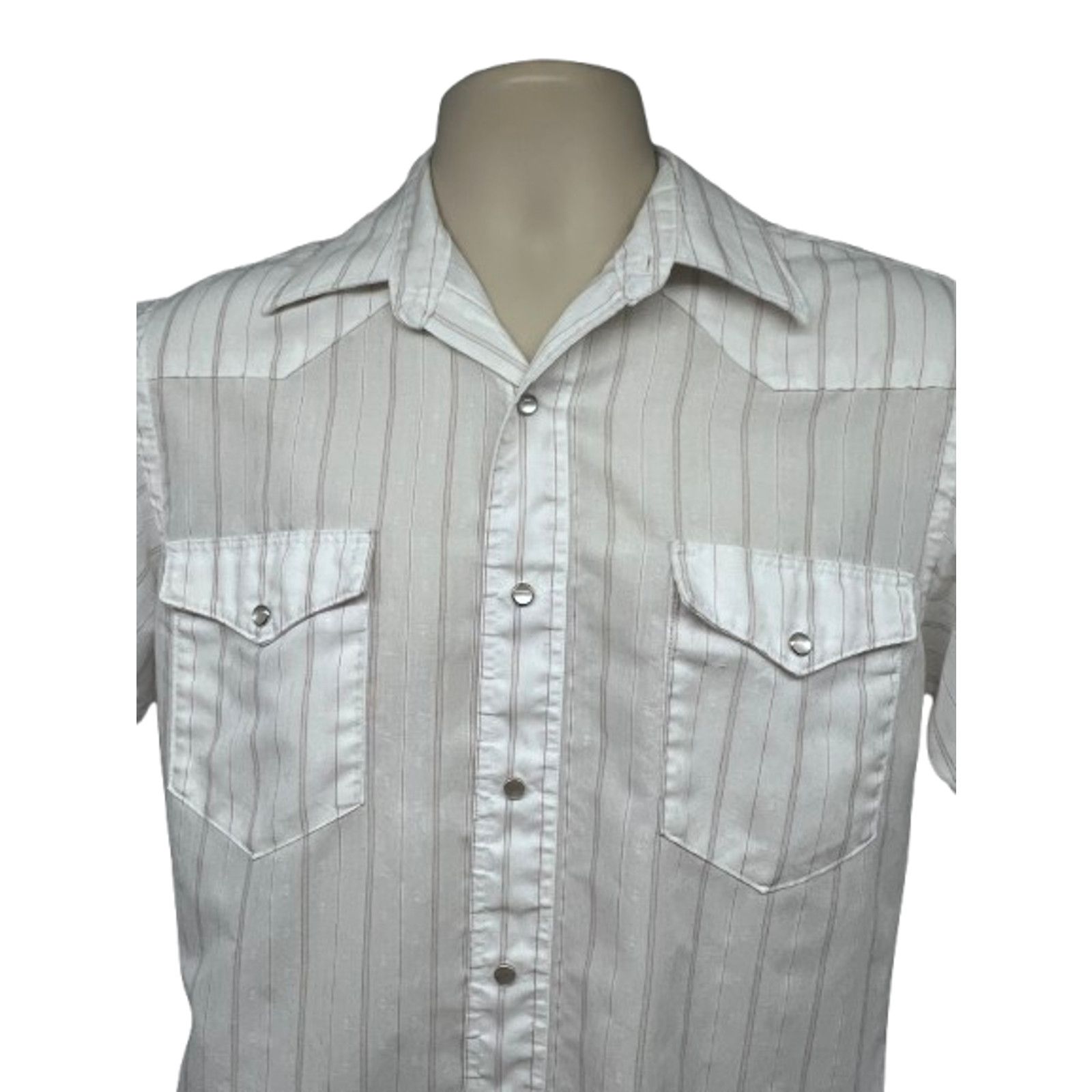 Wrangler Wrangler Cowboy Cut White Striped Pearl Snap Shirt Medium Size US M / EU 48-50 / 2 - 4 Thumbnail