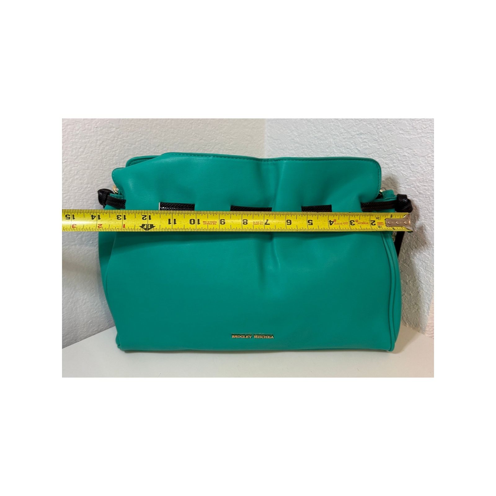 Badgley Mischka BADGLEY MISCHKA TEAL Lg Tote Vegan w/ Black Snake Handle Size ONE SIZE - 8 Thumbnail
