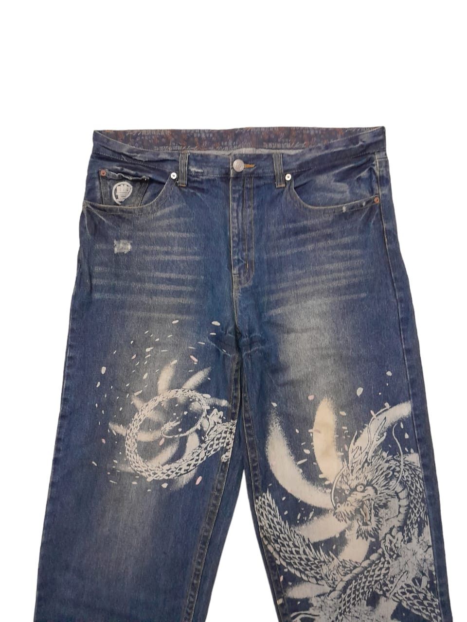 Japanese Brand Buden Sukajan Denim Ryu Dragon Japan (F107) Waist 39 Size US 39 - 2 Thumbnail