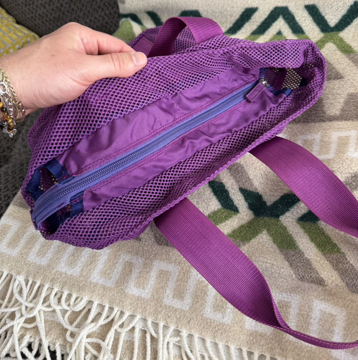 Yohji Yamamoto Y’SACCS Yohji Yamamoto Purple Mesh Tote Bag Made in Japan Size ONE SIZE - 7 Thumbnail