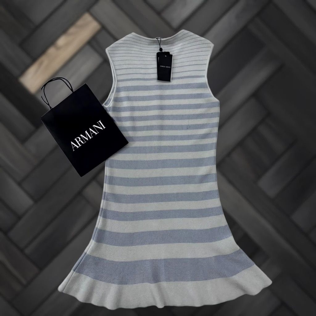 Giorgio Armani Giorgio Armani Women's Gray White Striped Sleeveless Dress 42 EU Size Dress Size M / US 6-8 / IT 42-44 - 1 Thumbnail