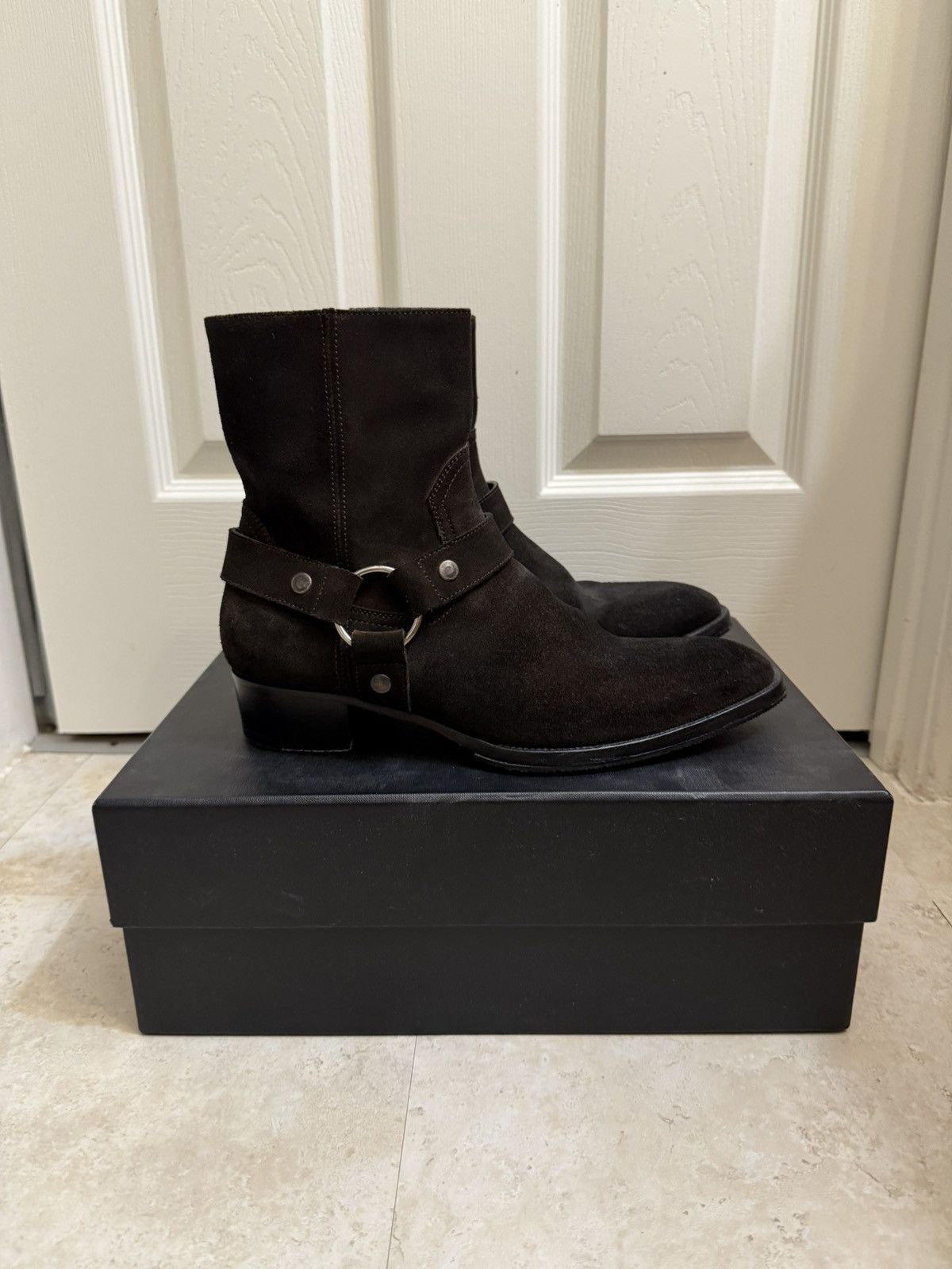 Saint Laurent Paris Saint Laurent Suede Leather Wyatt Harness Boots Dark Brown Size US 8 / EU 41 - 3 Thumbnail