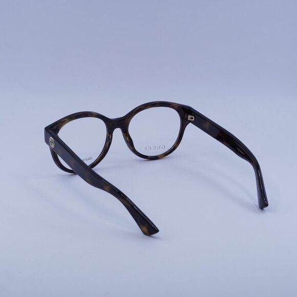 Gucci Gucci GG1580O 002 Eyeglasses Dark Havana 53mm Round Frame Size ONE SIZE - 7 Thumbnail