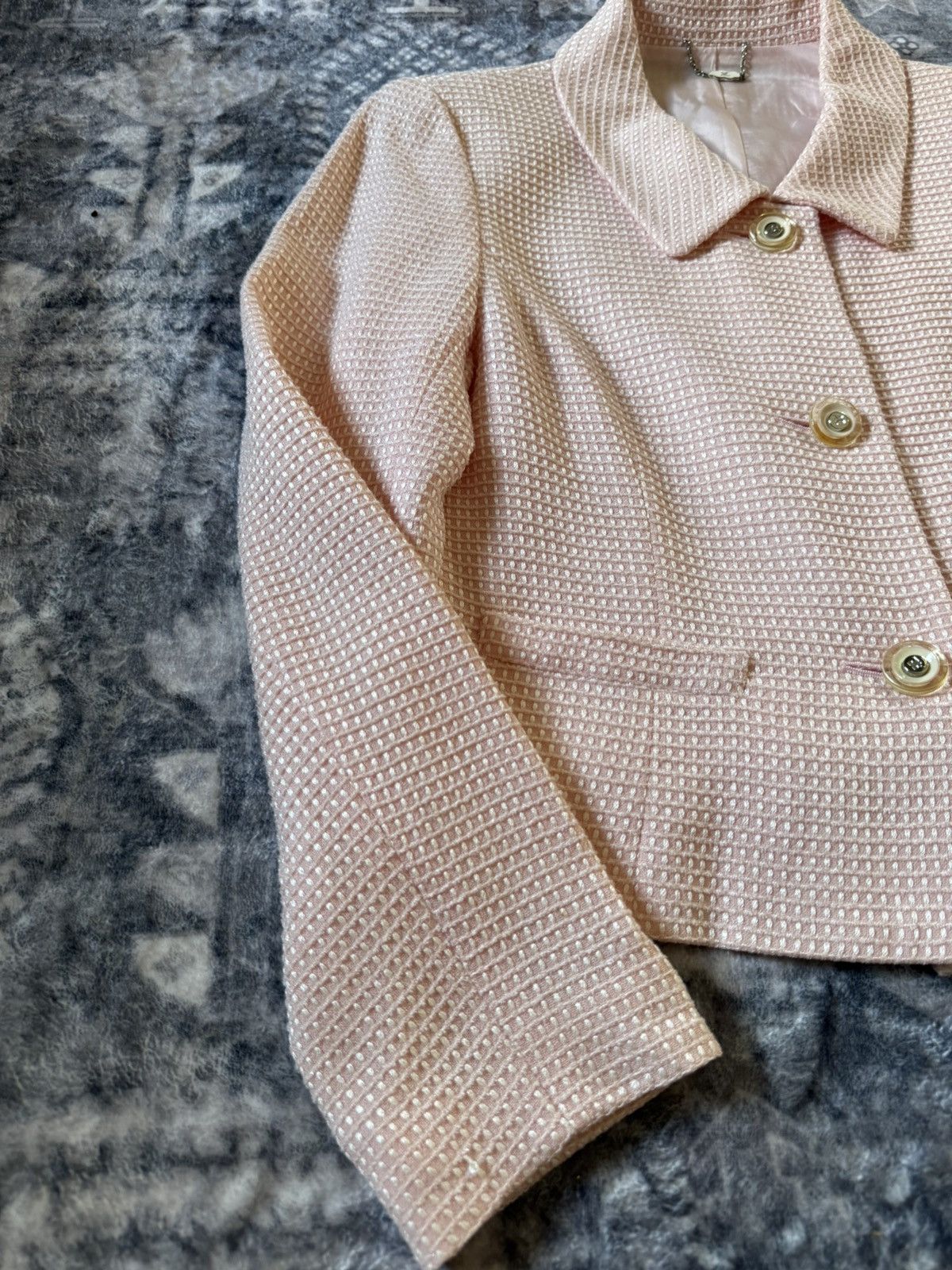 Courreges Vintage Couregges Pastel Pink Cropped Tweed Blazer Jacket Size M / US 6-8 / IT 42-44 - 4 Thumbnail