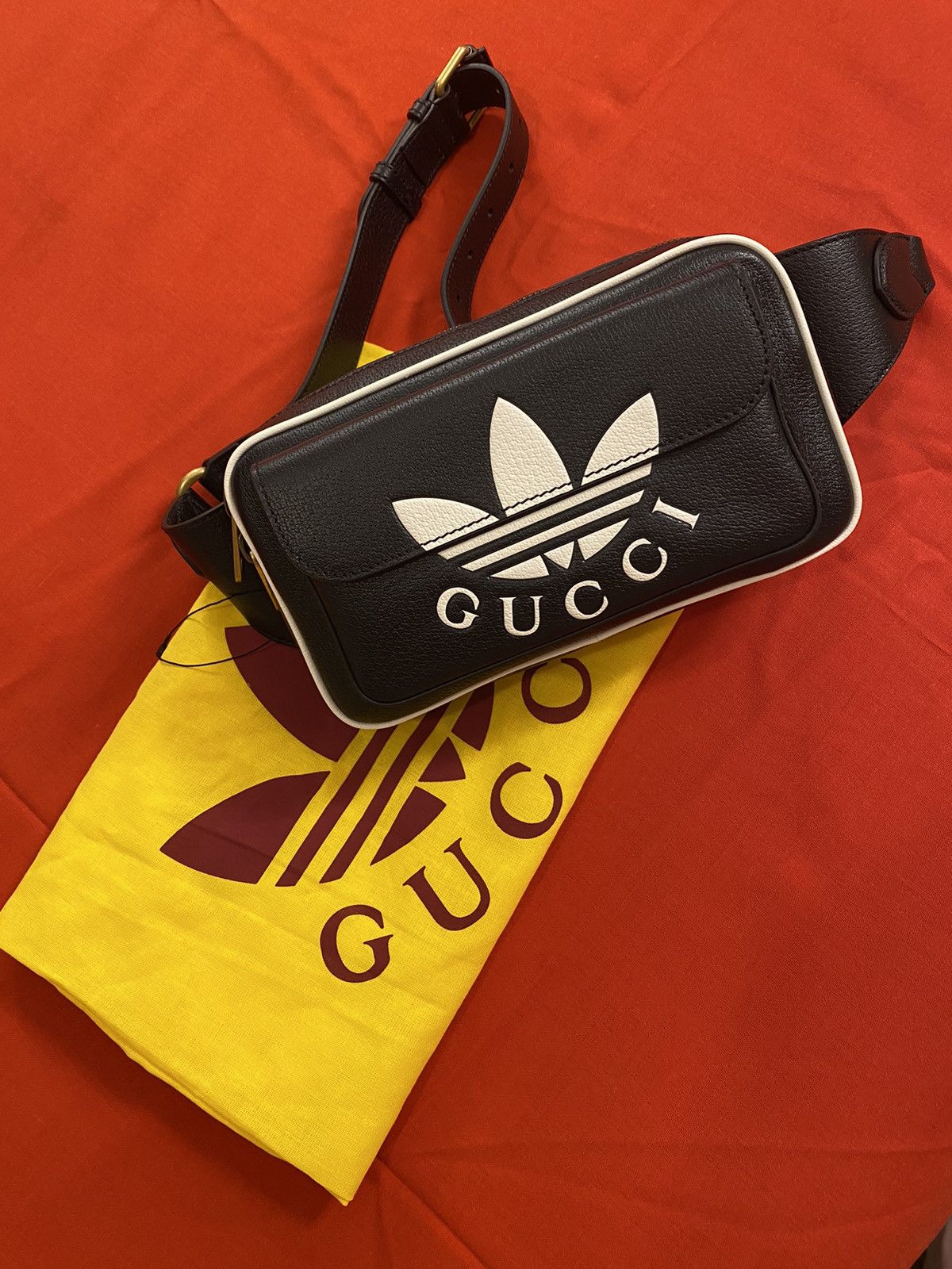 Adidas × Gucci Gucci x Adidas Trefoil belt Bag Black Limited Edition |  Grailed