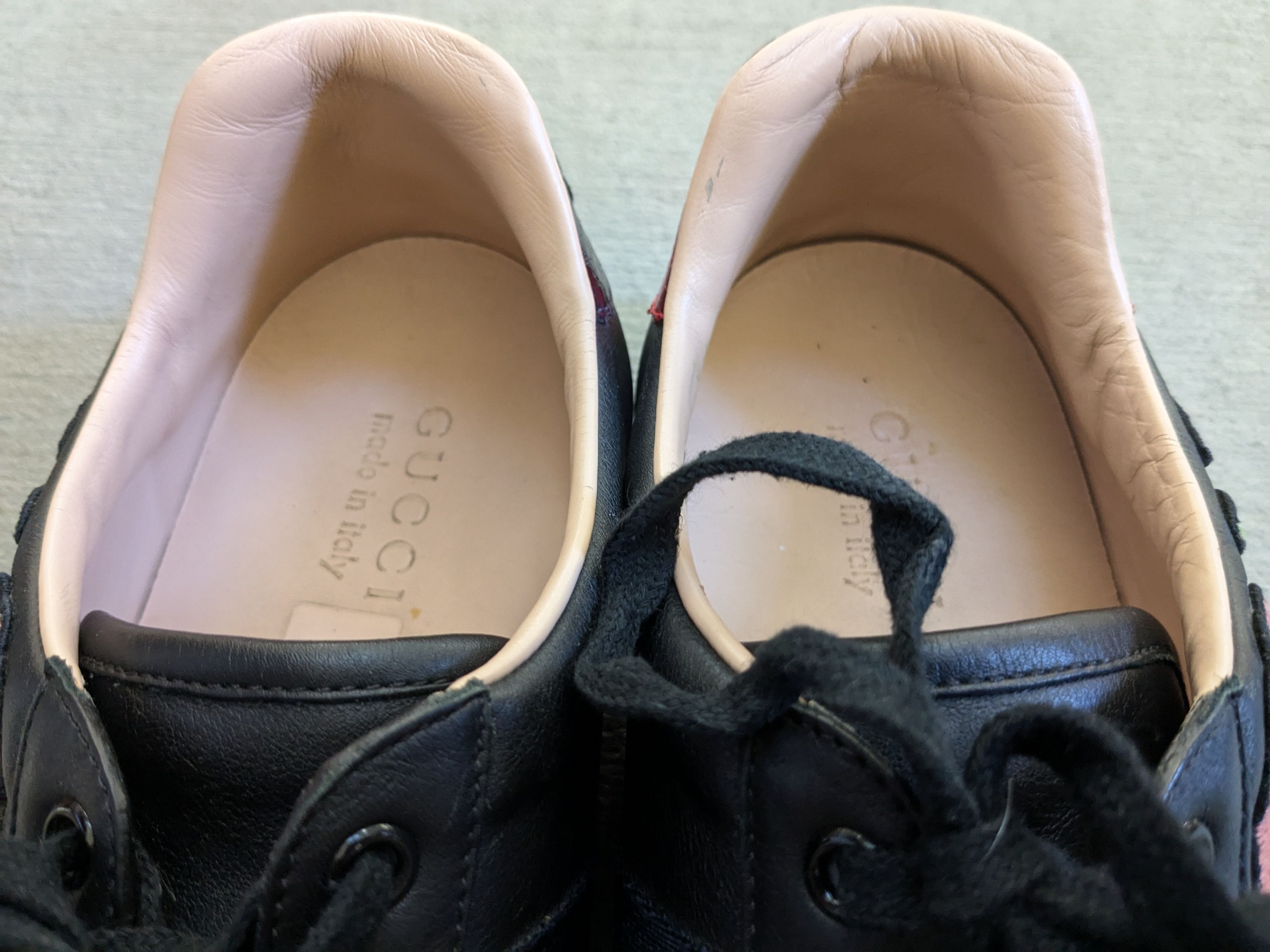 Gucci Gucci Ace Sneakers Black 8.5 Leather Flower Embroidered Size US 8.5 / EU 41-42 - 5 Thumbnail