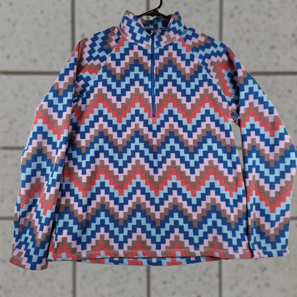 Eddie Bauer Eddie Bauer Women’s L Multicolor Fleece ¼-Zip Pullover Zigzag Print Outdoor Colorful Size L / US 10 / IT 46 - 1 Thumbnail