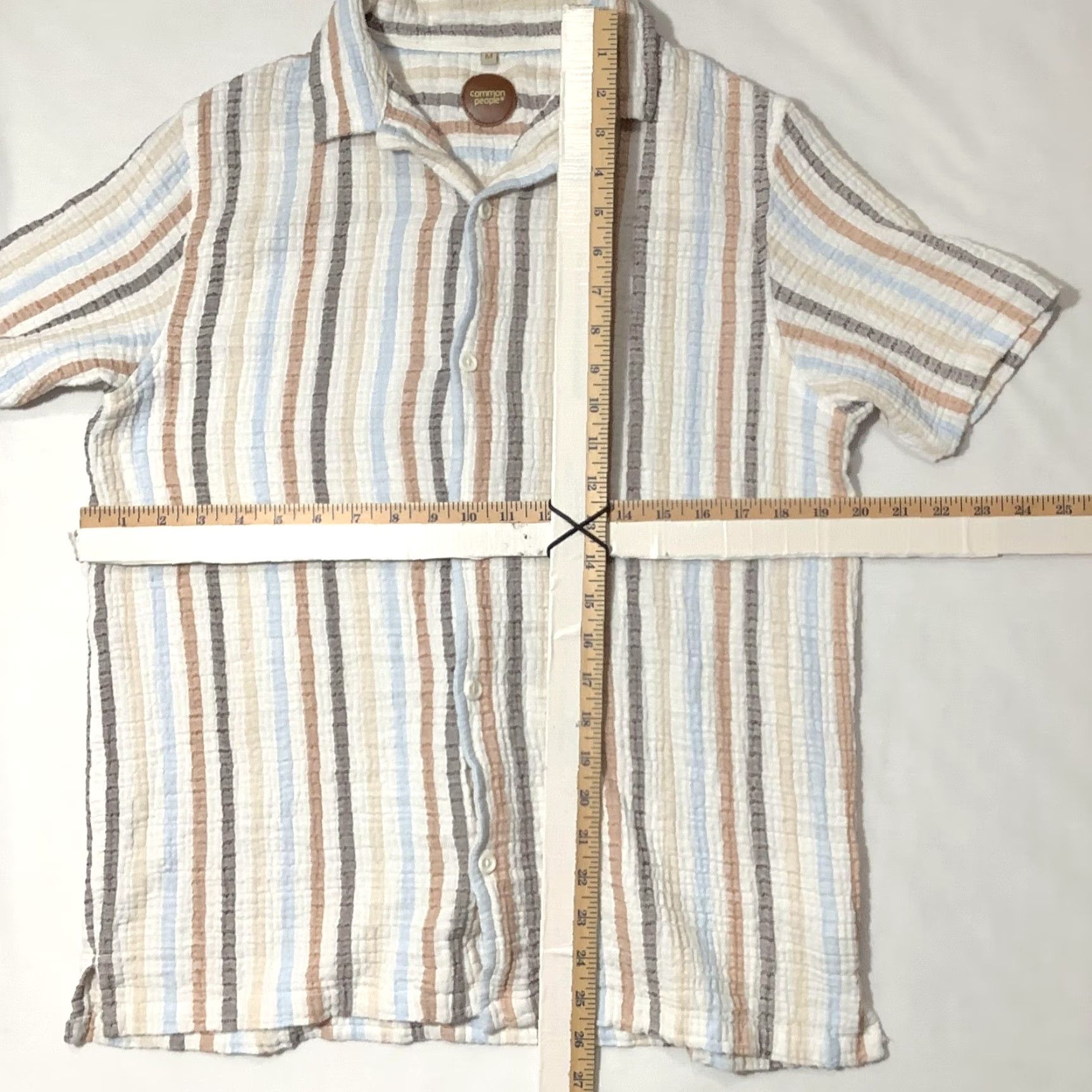 Vintage Common People Shirt Mens M Striped Short Sleeve Button Front Camp Collar Size US M / EU 48-50 / 2 - 8 Thumbnail