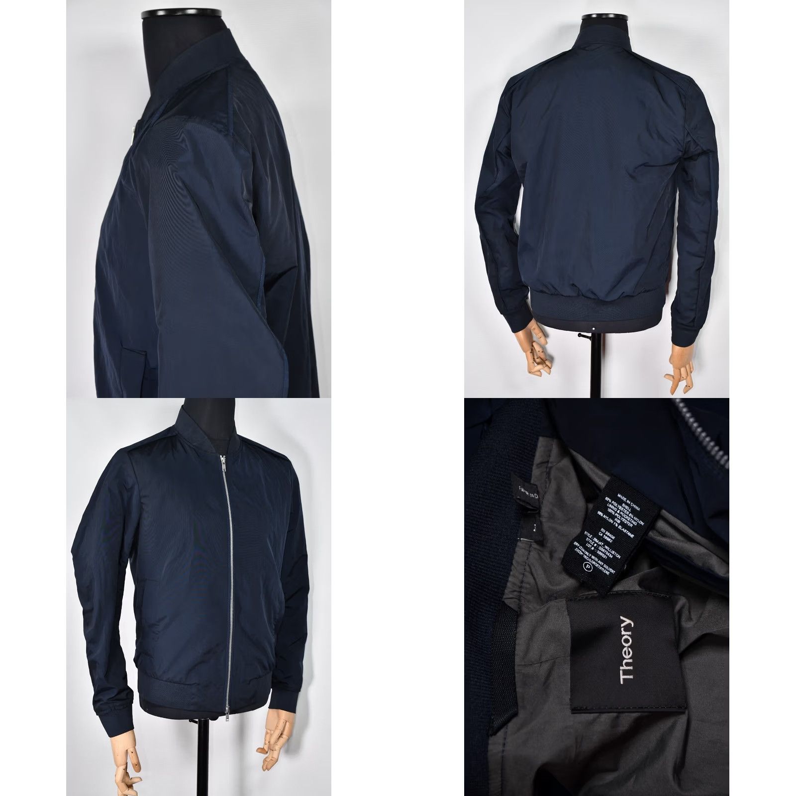 Theory Theory Bomber Jacket Men M Blue Solid Zip 100% Genuine Polyester/Nylon Classic Casual Fall Spring Summer Winter 92% Polyester 8% Nylon Size US M / EU 48-50 / 2 - 8 Thumbnail