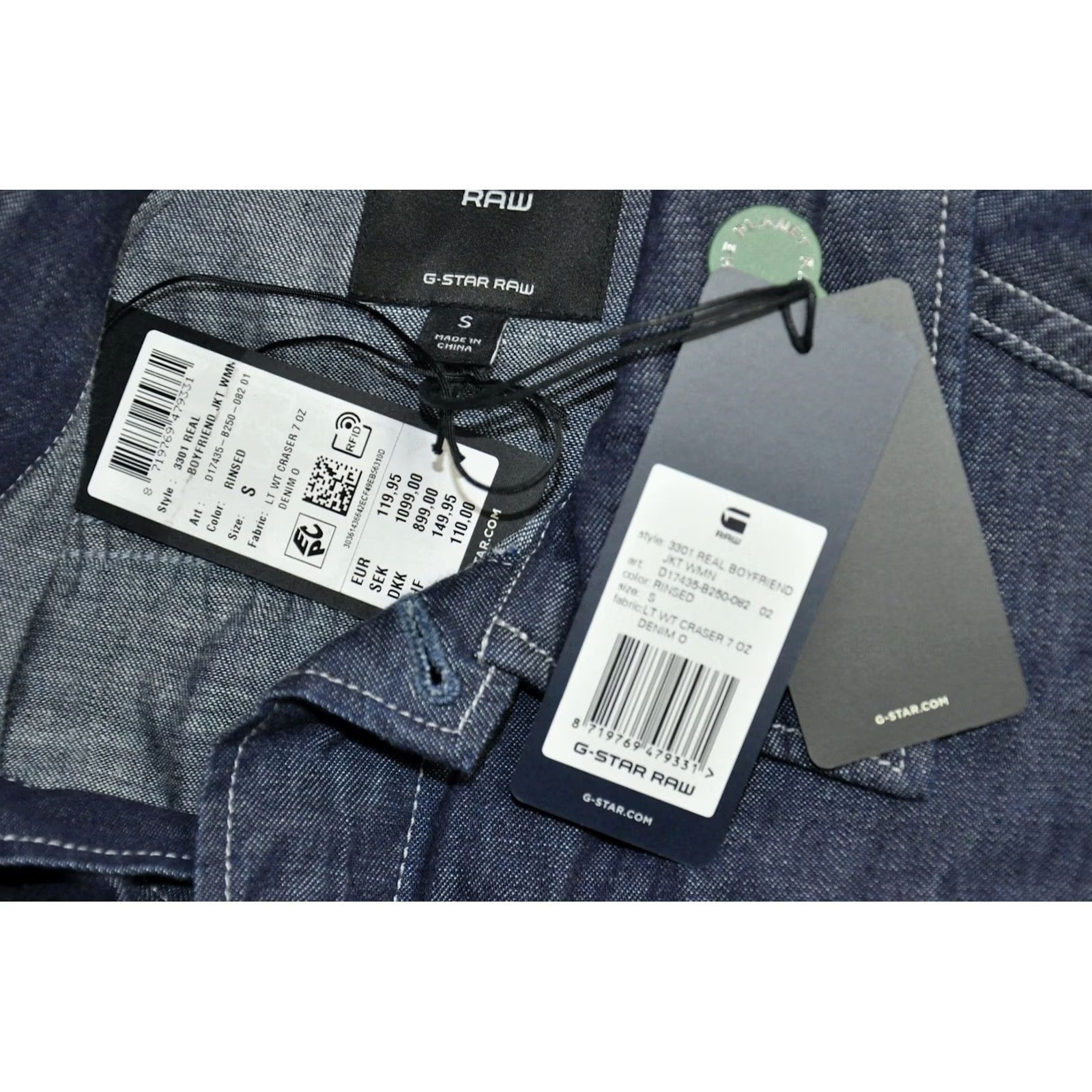G-Star G-Star 3301 Real Boyfriend JKT WMN Denim Jacket S Blue 100% Cotton NS New Womens Jacket Size S / US 4 / IT 40 - 7 Thumbnail