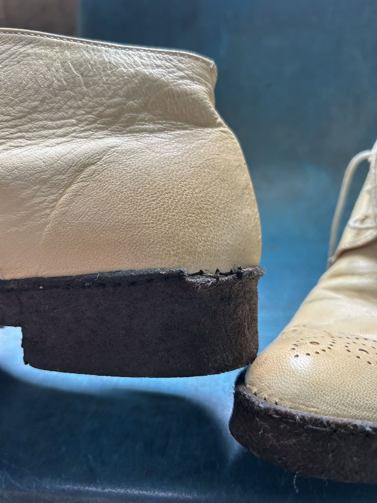 Maison MIHARA YASUHIRO White/Yellow Leather Desert Ankle Wingtip Rockabilly Boots Size US 8 / EU 41 - 15 Thumbnail