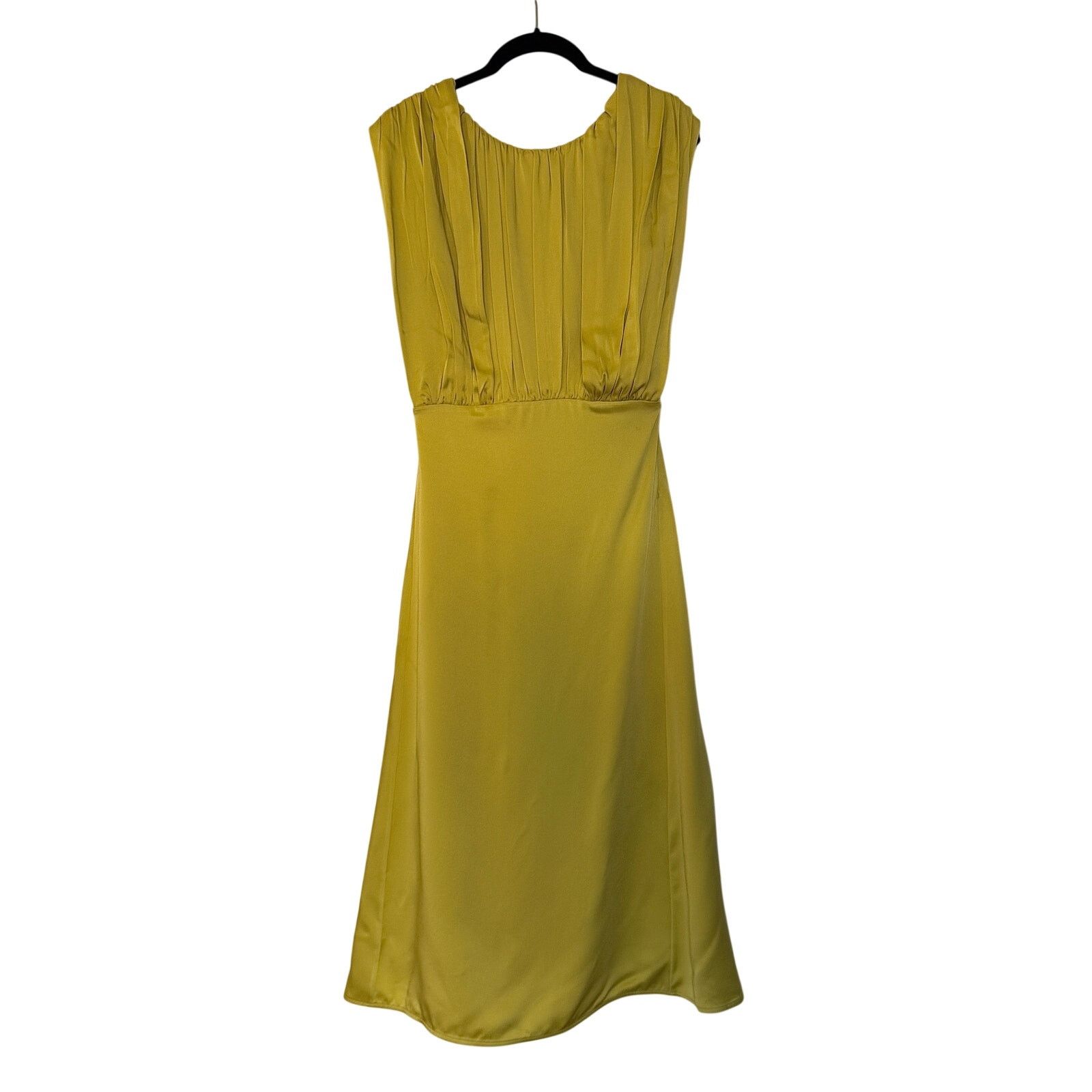 Jil Sander Jil Sander NWT Satin Pleated Midi Dress in Acid Green Size XS / US 0-2 / IT 36-38 - 2 Thumbnail