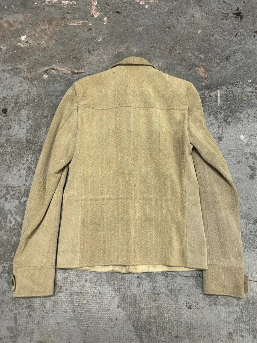 Roberto Cavalli Roberto Cavalli Beige Lines Suede Leather Jacket Size US M / EU 48-50 / 2 - 2 Thumbnail