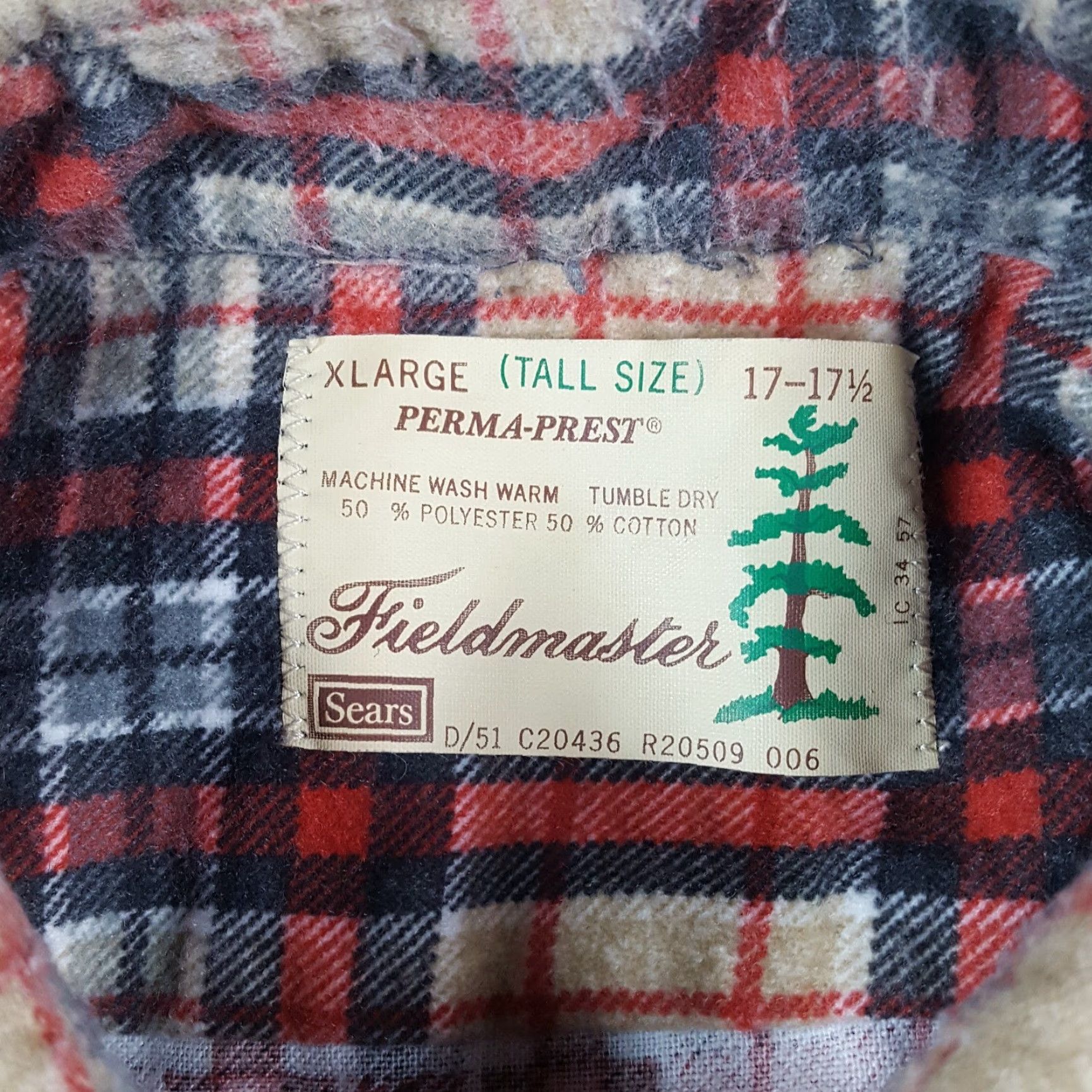 Sears VINTAGE Sears Field Master Flannel Plaid Button-Up Shirt Sz XL Long Sleeve Outdoor Lumberjack Grunge Mens Size US XL / EU 56 / 4 - 5 Thumbnail