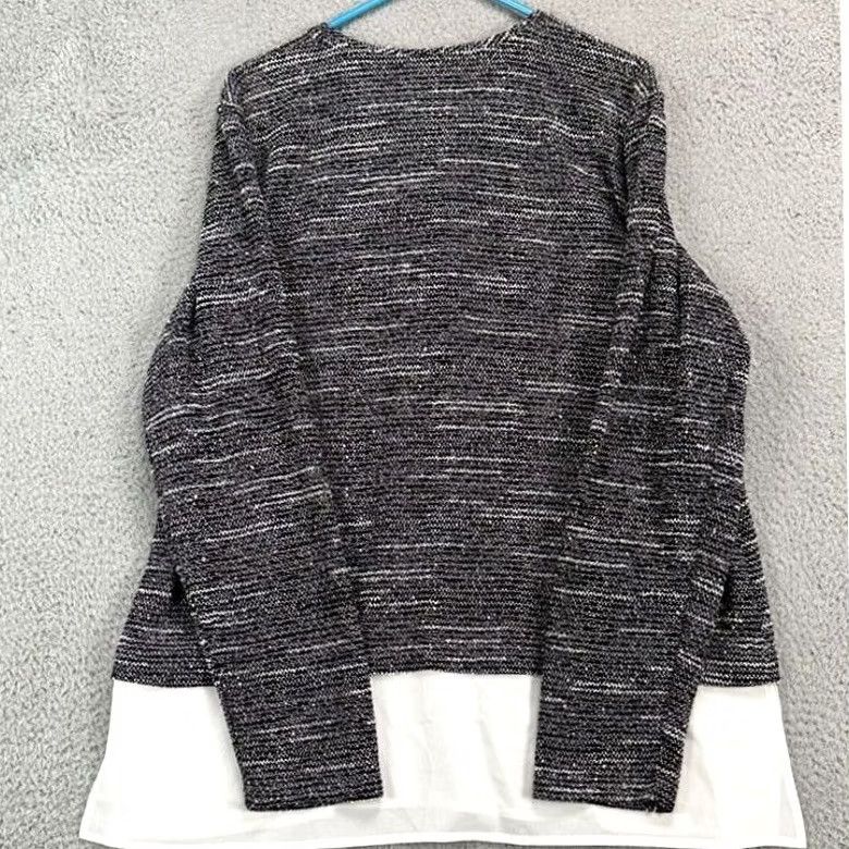 Calvin Klein Calvin Klein Sweater Womens Medium Black White Faux Under Half Zip Knit Pullover V-Neck Raglan Sleeve Zipper 1/4 Zip New Size M / US 6-8 / IT 42-44 - 4 Thumbnail