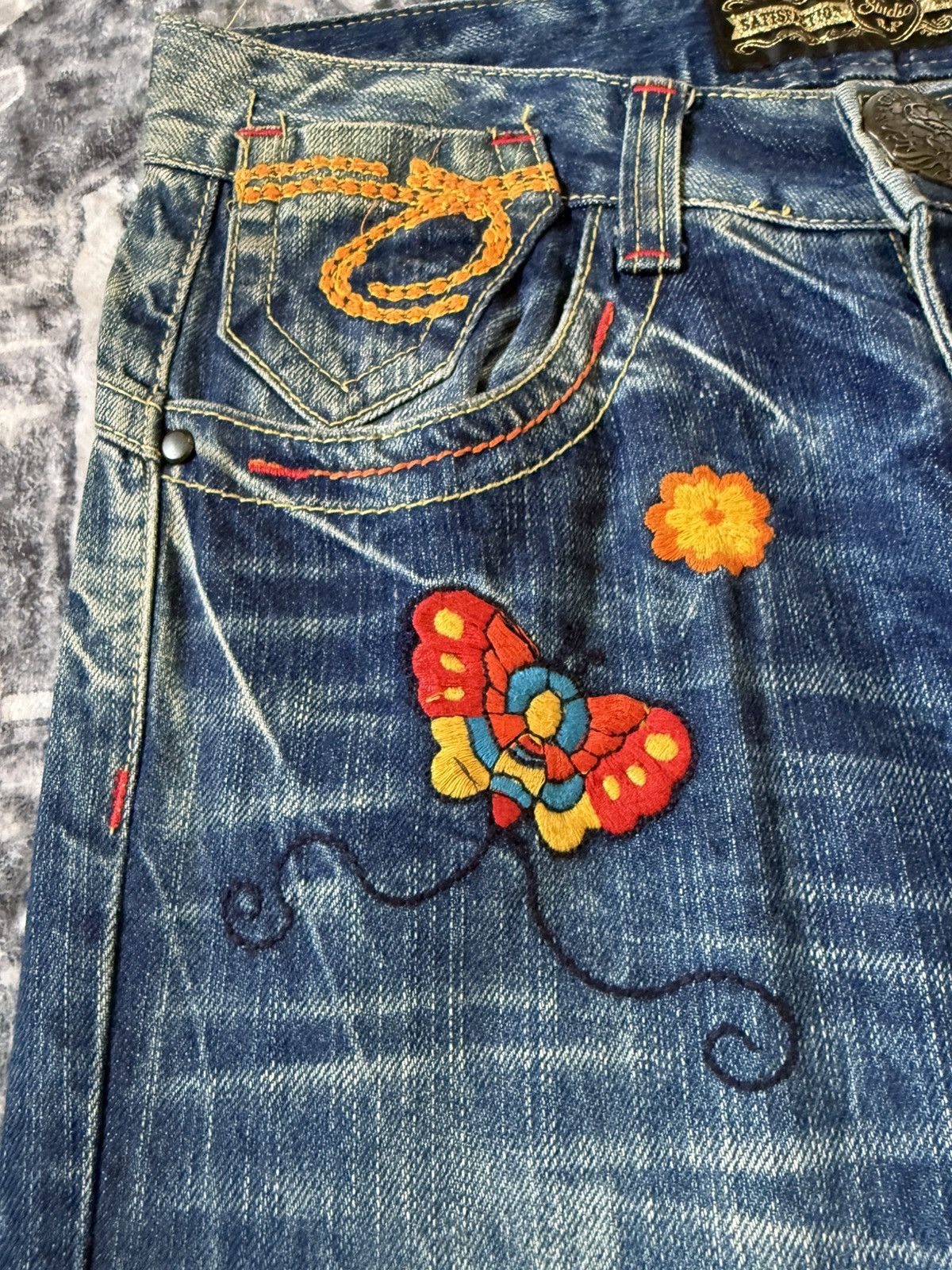 Hysteric Glamour Studio R.P Embroidered Bold Stitched Wide Flared Jeans Size US 28 / EU 44 - 17 Thumbnail