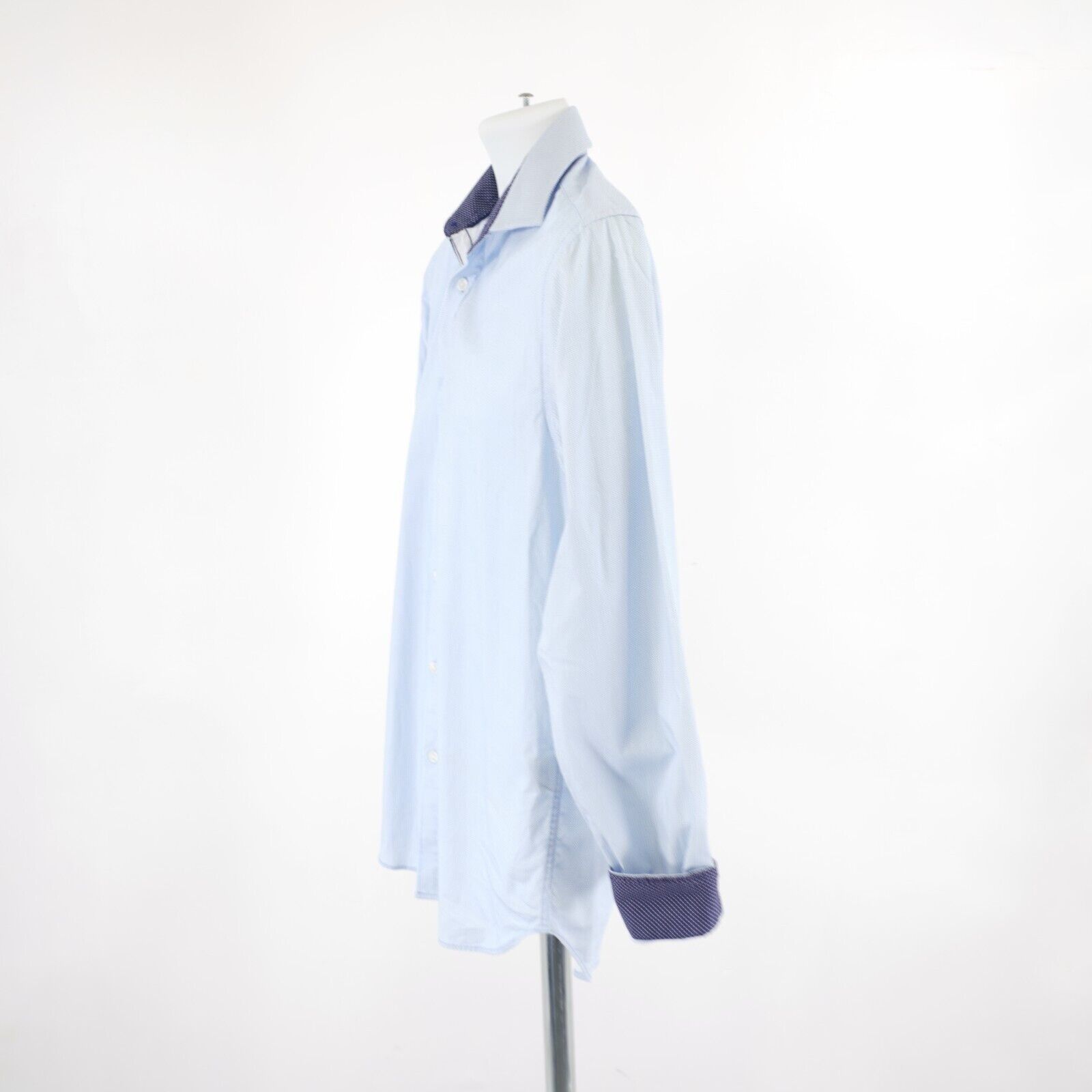 Designer Construct Stretch Slim Fit 15.5 34-35 Blue Check Flip Cuff C Size US M / EU 48-50 / 2 - 5 Thumbnail