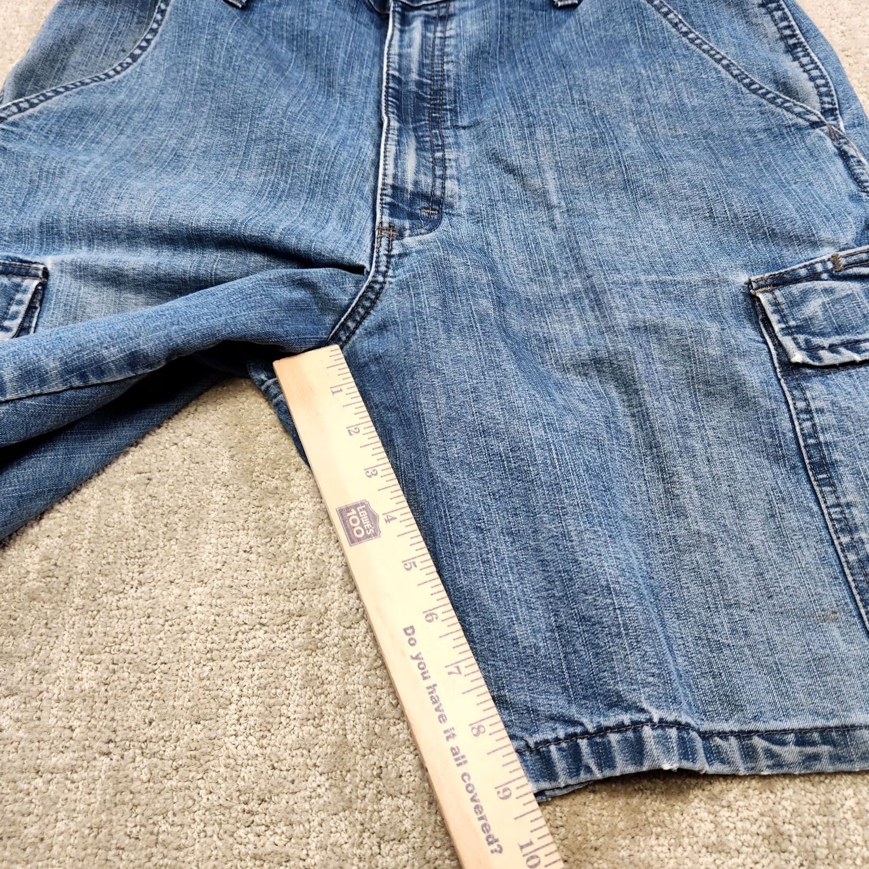 Wrangler VINTAGE Wrangler Denim Shorts Men 34 Baggy Wide Leg Cargo Jorts Workwear Casual 90s Grunge Hip Hop Blue Cotton Pocketed Mens Size US 34 / EU 50 - 7 Thumbnail