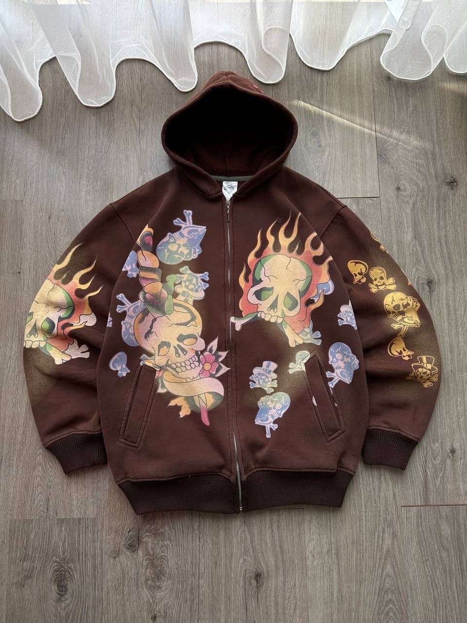 Christian Audigier × Ed Hardy × Vintage Vintage Ed Hardy Christian Audigier Brown Hoodie Size US XL / EU 56 / 4 - 5 Thumbnail
