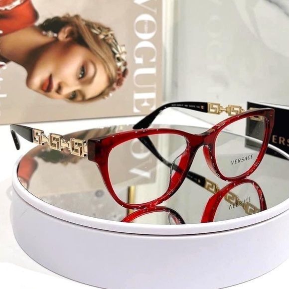 image of New Versace Ve3292 - 388 Red / Gold Eyeglasses, Women's