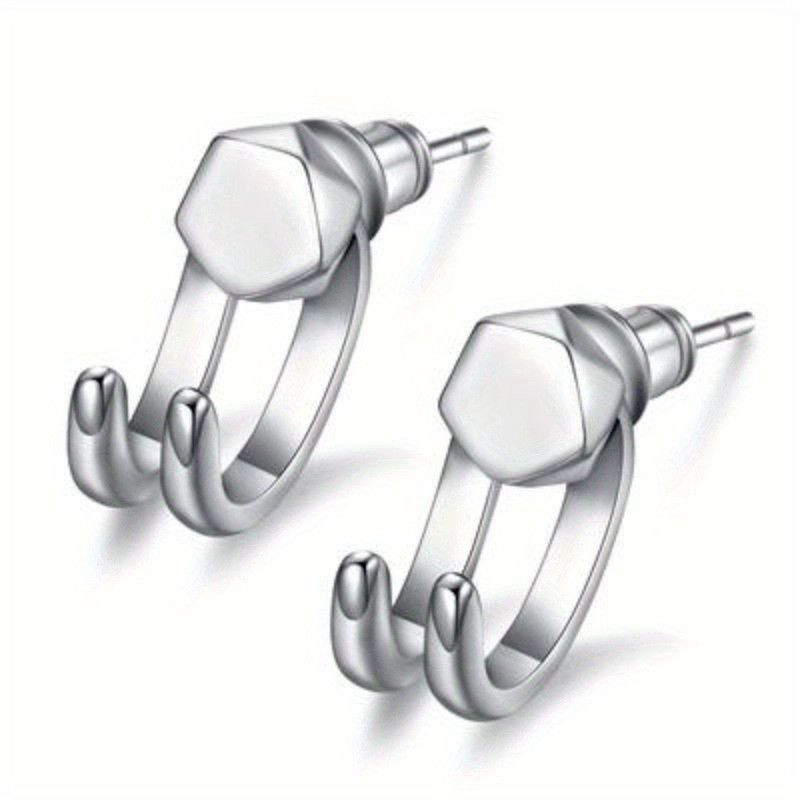 Jewelry Hip-hop Earrings One Pairs Chrome Jewelry Size ONE SIZE - 5 Thumbnail
