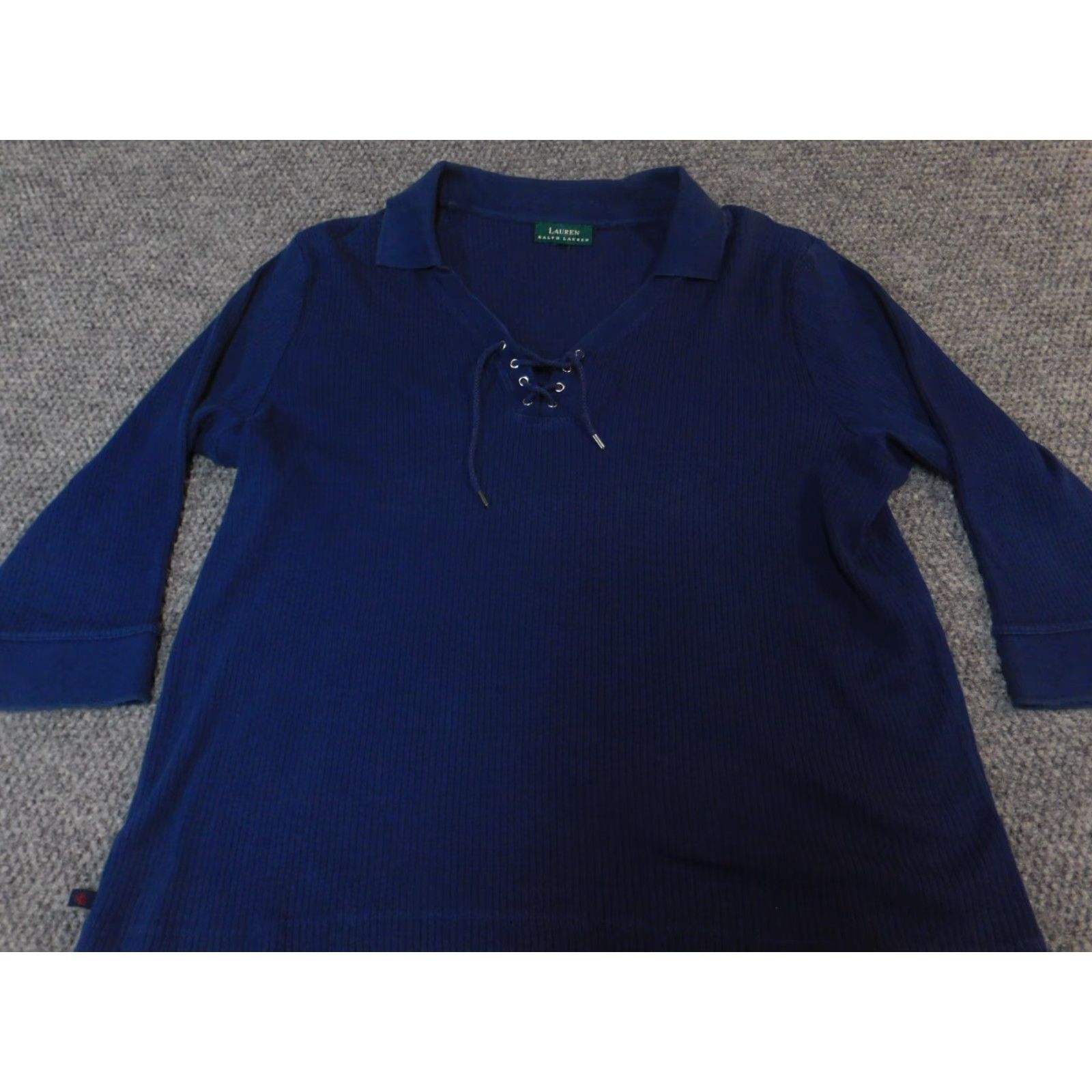Ralph Lauren Lauren Ralph Lauren Womens Sweater XL blue Pullover Collared Knit Ruffle Nice Condition, Regular, All Seasons Women’s Medium: XL Size XL / US 12-14 / IT 48-50 - 2 Thumbnail