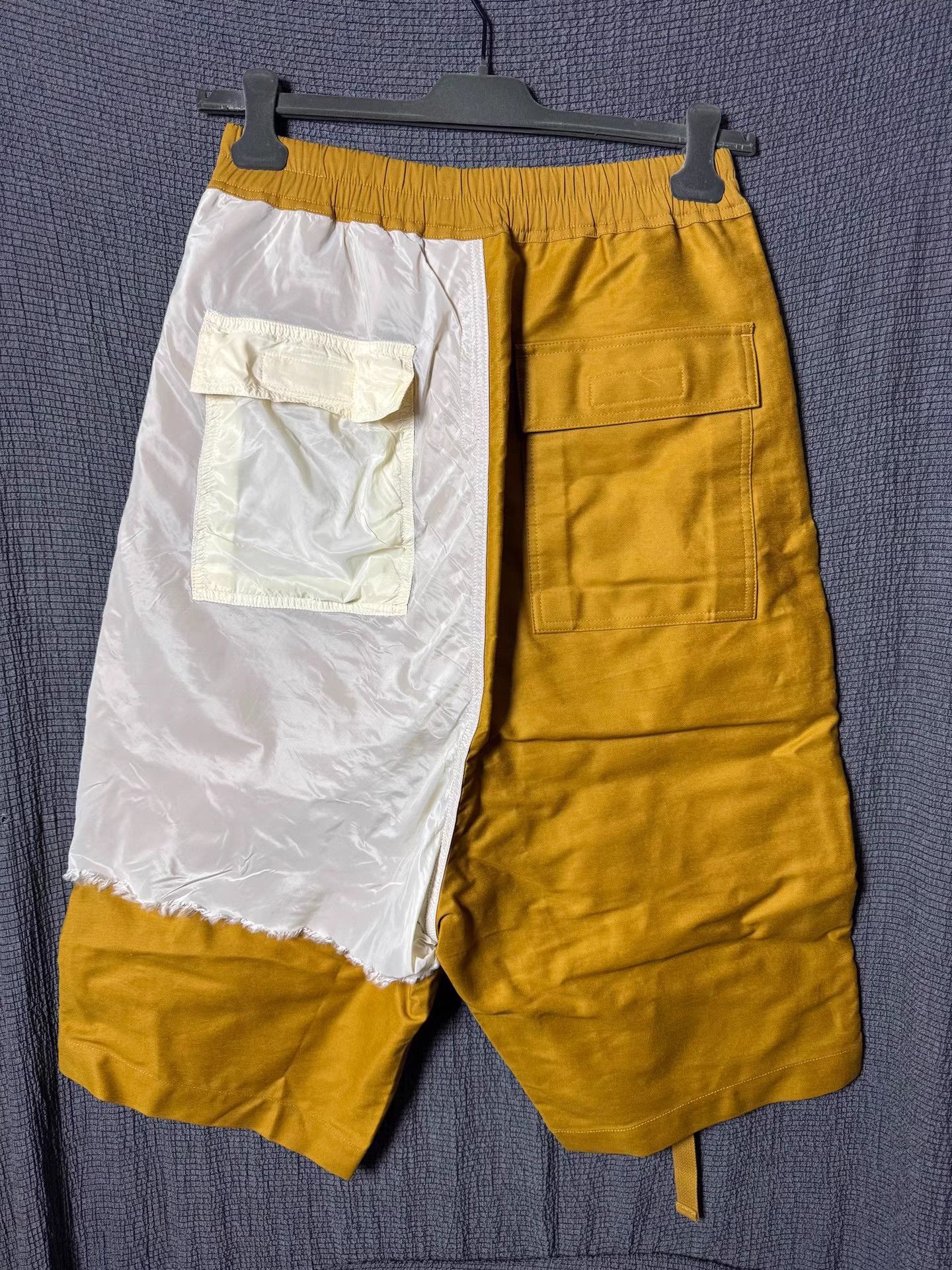 Rick Owens 19SS ginger yellow strap paneled shorts