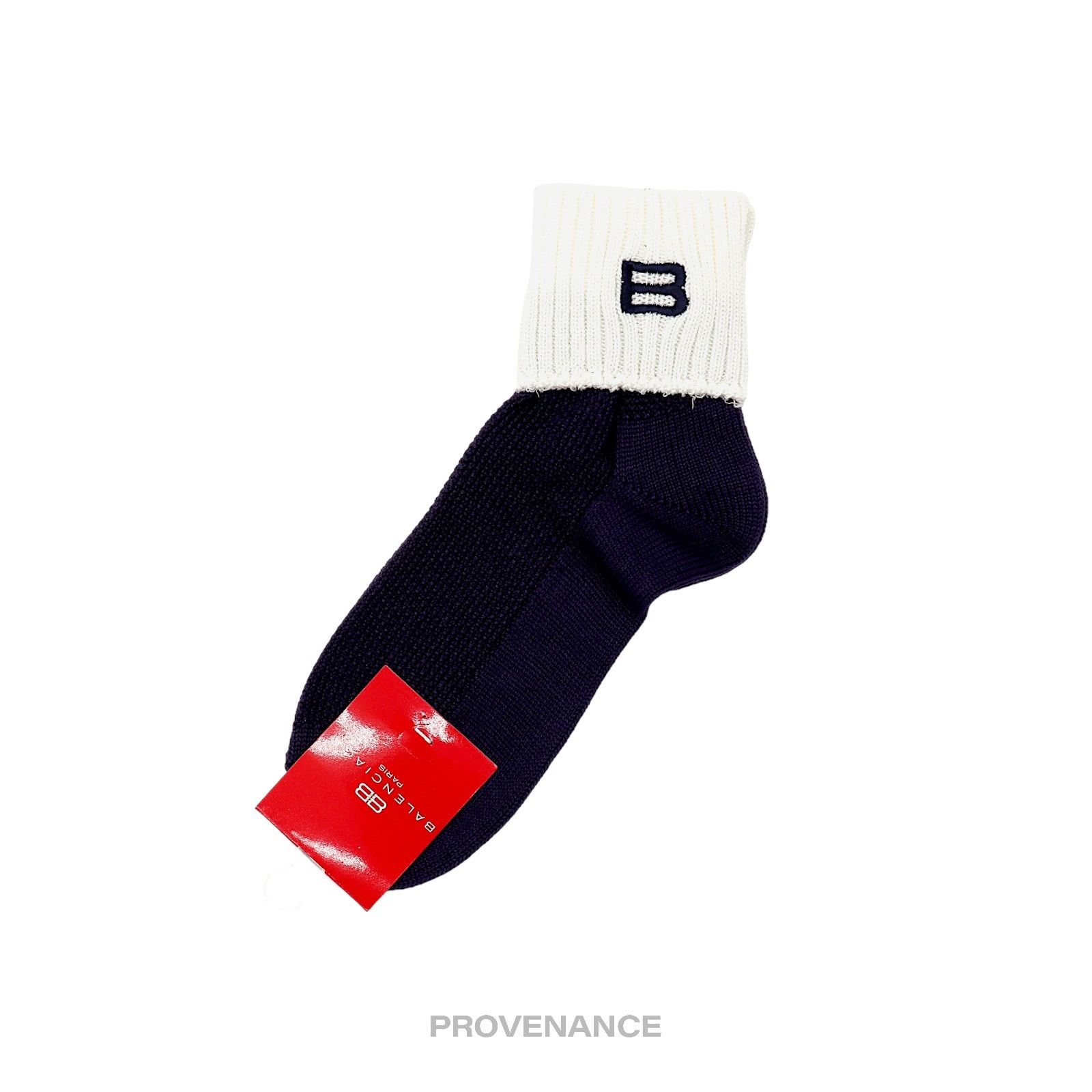 Balenciaga 🔴 Balenciaga BB Logo Embroidered Socks - Navy White Size ONE SIZE - 2 Thumbnail