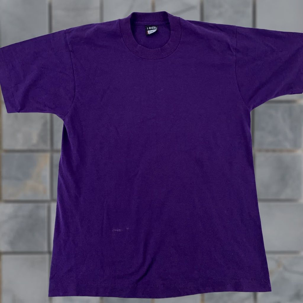 Vintage VINTAGE Screen Stars Best Shirt M Purple USA Poly Cotton Tee 90s Mens Crew Neck Short Sleeve Tagless Solid Size US M / EU 48-50 / 2 - 1 Thumbnail
