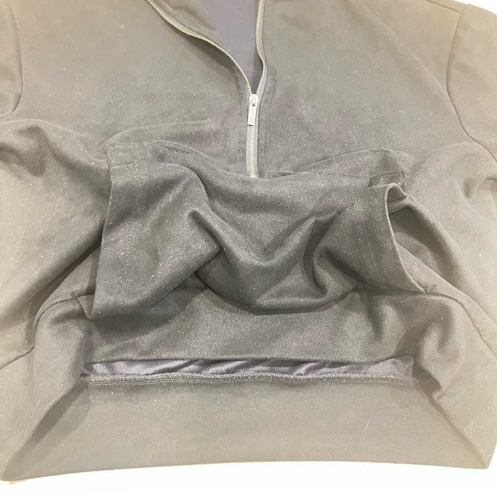 Magaschoni Magaschoni, Scuba Quarter Zip Pullover Solid Black Faux Suede, Women's Small Size S / US 4 / IT 40 - 9 Thumbnail