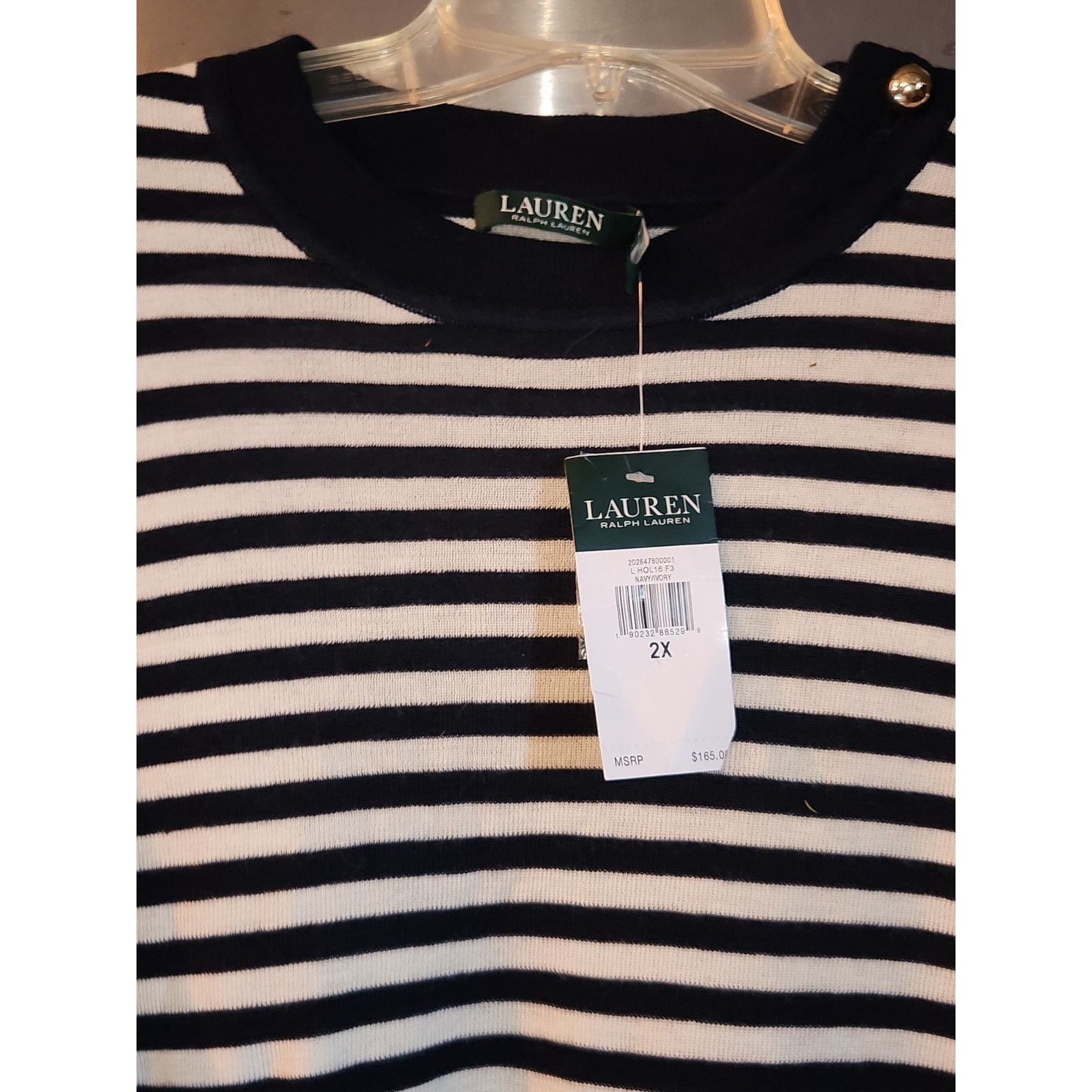 Lauren Ralph Lauren Lauren by Ralph Lauren Striped Long Sleeve Button Detailing Size XXL / US 16-18 / IT 52-54 - 2 Thumbnail