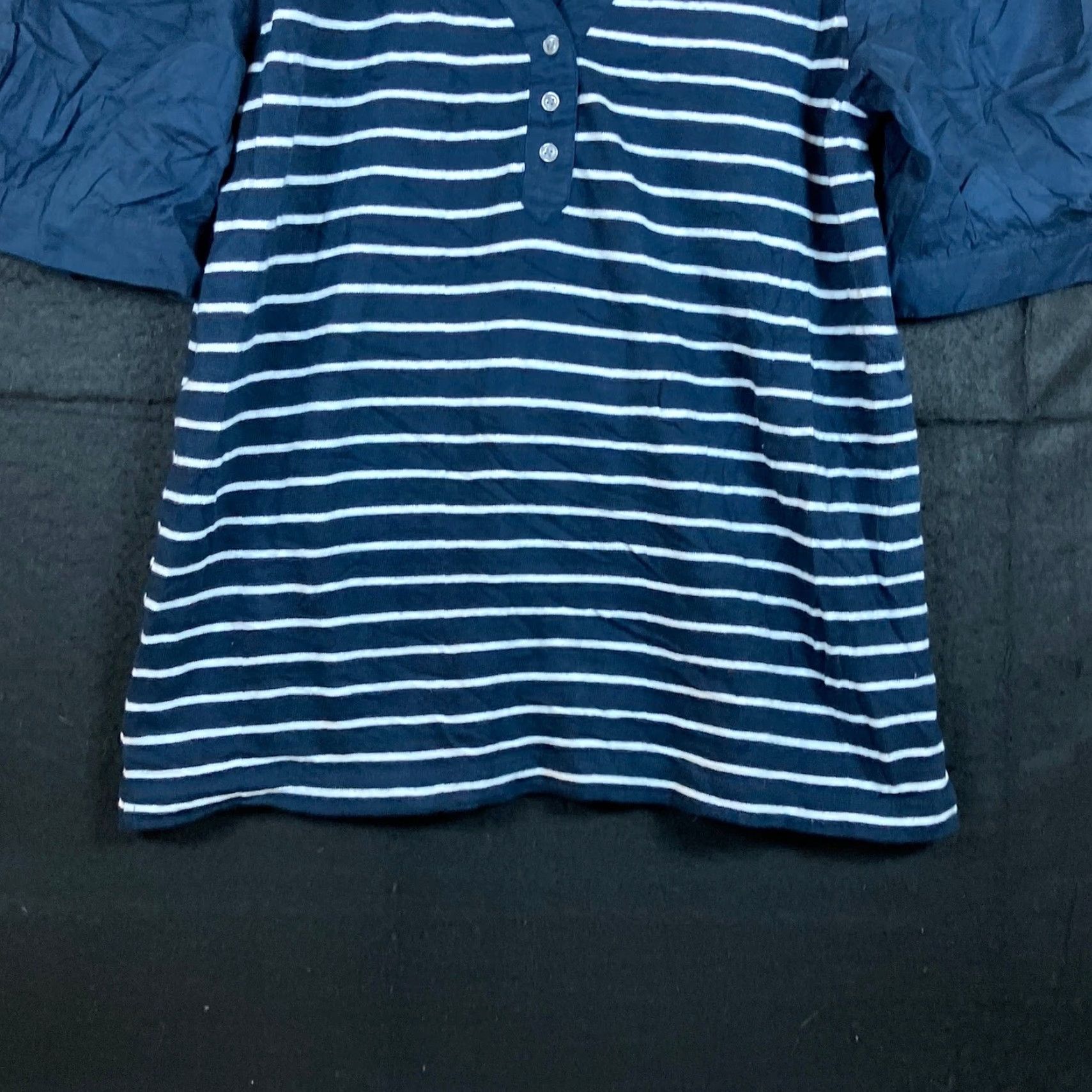 Loft Loft Shirt Womens Navy White Striped V Neck Puff Short Sleeve Modal Blend Large Size L / US 10 / IT 46 - 3 Thumbnail