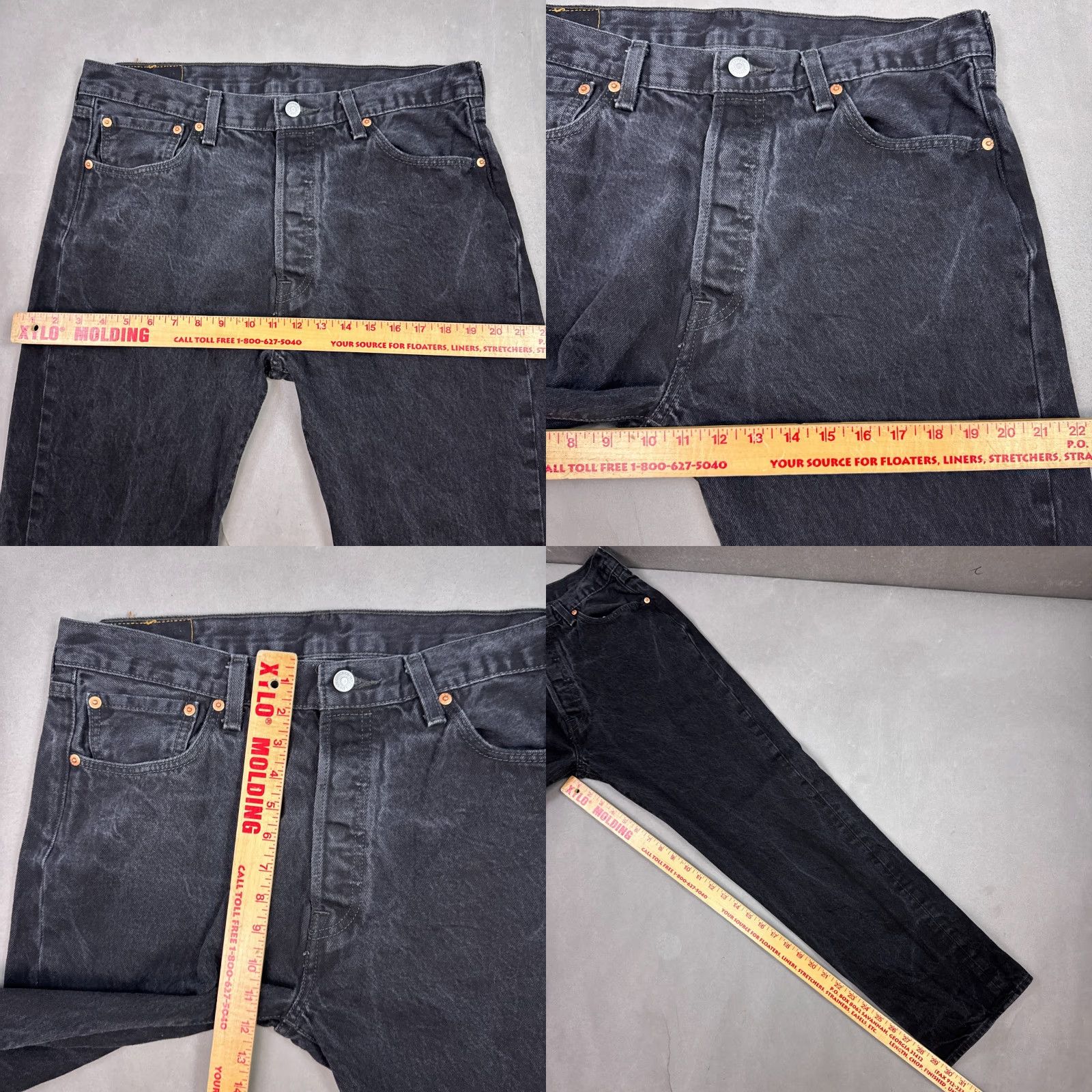 Levi's VINTAGE Levis 501 Jeans Mens 34x30 Black Denim Pants Button Fly Work Dark (Tag36x32) Size US 36 / EU 52 - 9 Thumbnail