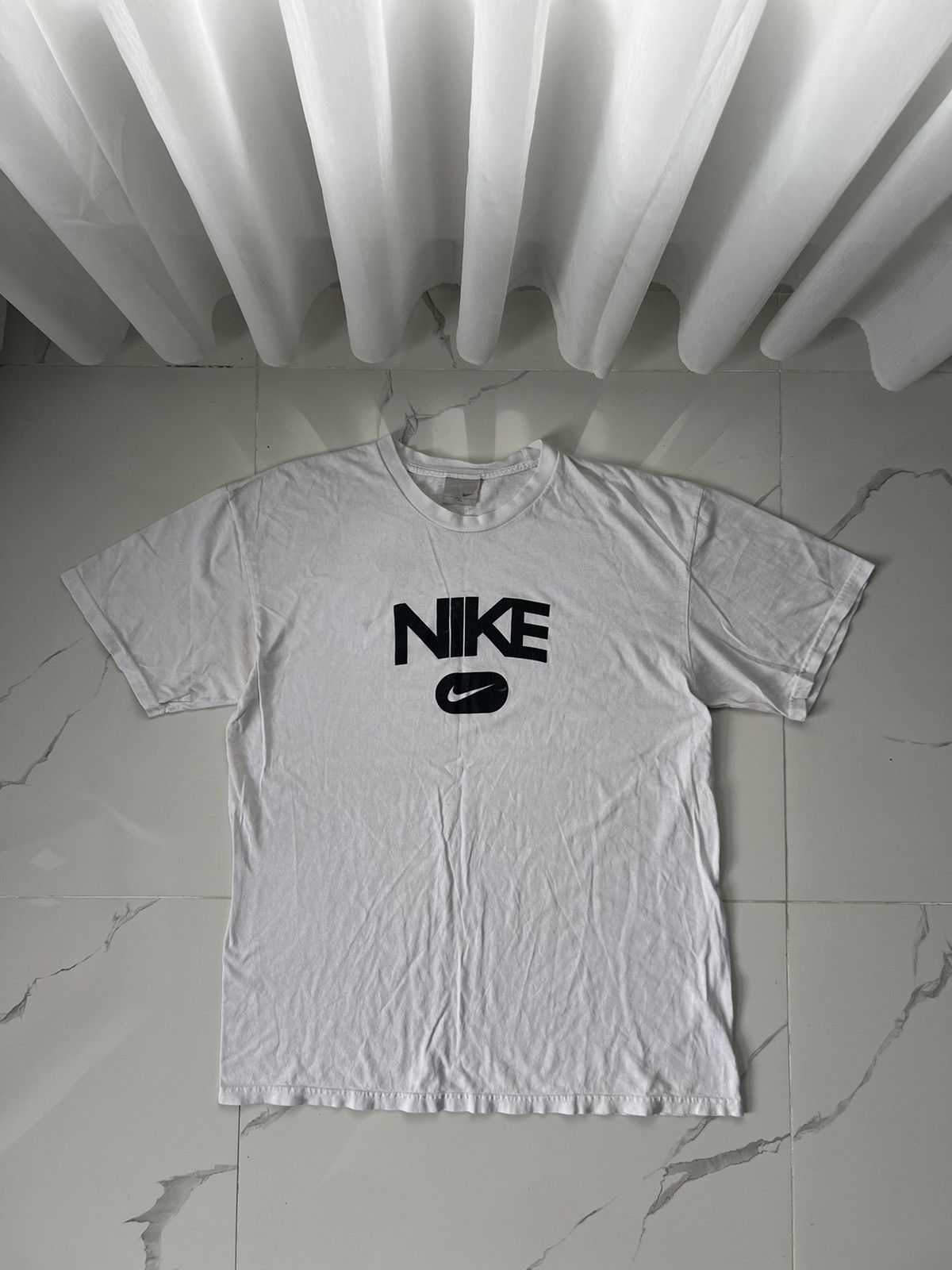 Nike × Vintage 90's NIKE SPELLOUT SWOOSH LOGO Y2K RARE TEE BIG LOGO Size US XL / EU 56 / 4 - 1 Thumbnail