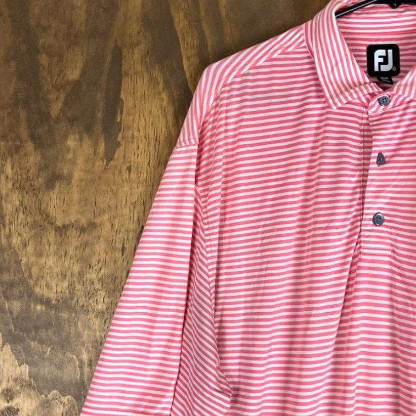 Footjoy FootJoy Polo Shirt Pink White Quail Creek Short Sleeve Athletic Stretch L Mens Casual Workwear Athletic Golf Shirt Size US L / EU 52-54 / 3 - 4 Thumbnail