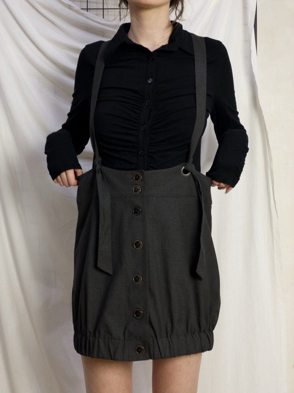 Cop Copine Vintage 90's Cop Copine gray skirt with adjustable braces Size 28" / US 6 / IT 42 - 5 Thumbnail