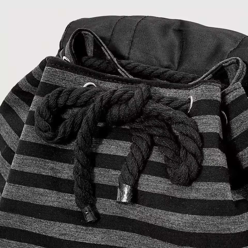 Japanese Brand 🖤💀 Y2K PUNK EMO Backpack - Black/Grey Stripe Size ONE SIZE - 6 Thumbnail