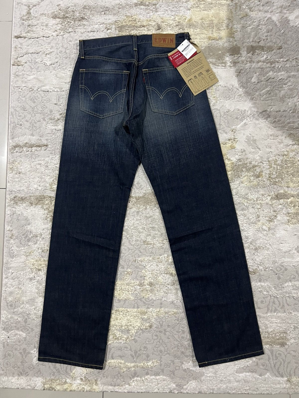 Edwin NWT EDWIN 503z Japan Made Loose Straight Wash Raw Blue Denim Size US 31 - 2 Thumbnail