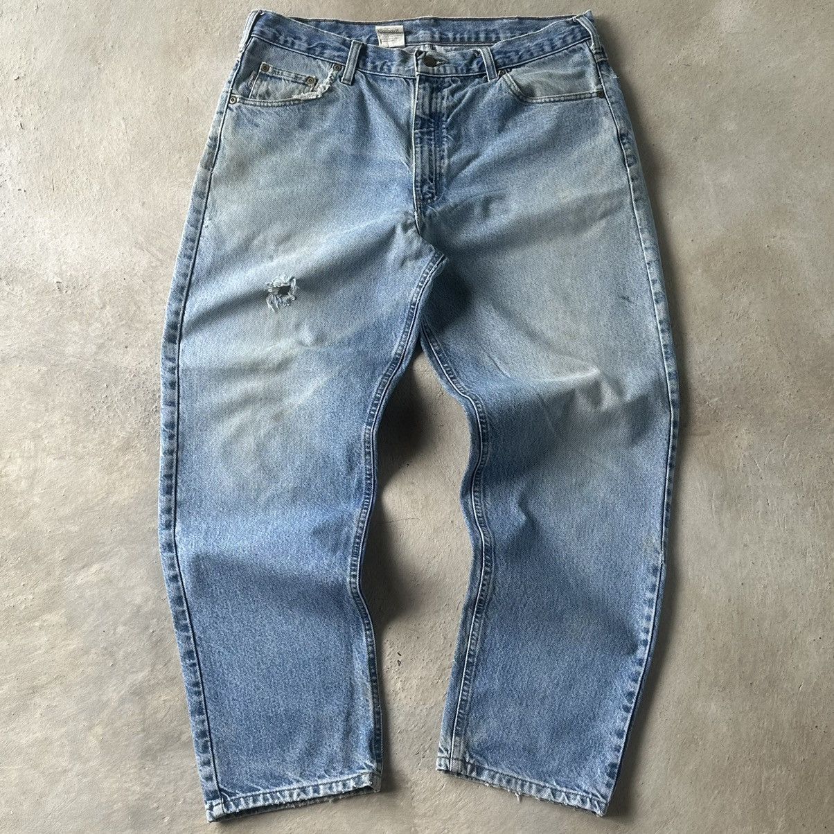 Carhartt × Dickies (37x30) DISTRESSED CARHARTT BLUE JEANS Size US 37 - 1 Thumbnail
