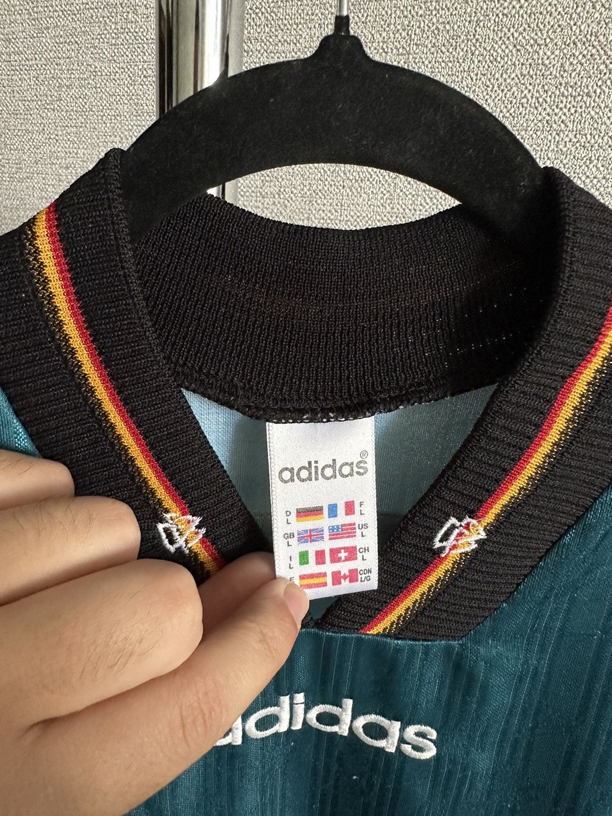 Adidas 1996 Adidas Germany Vintage Rare Away Soccer Jersey Size US L / EU 52-54 / 3 - 13 Thumbnail