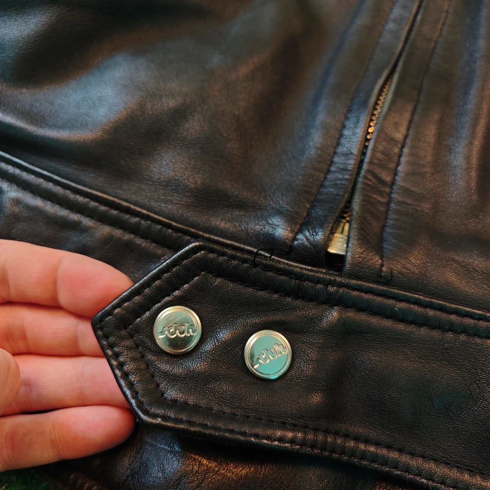 Other Schuh Leather Jacket Mens 58 Large Moto 90s rare Size US L / EU 52-54 / 3 - 6 Thumbnail