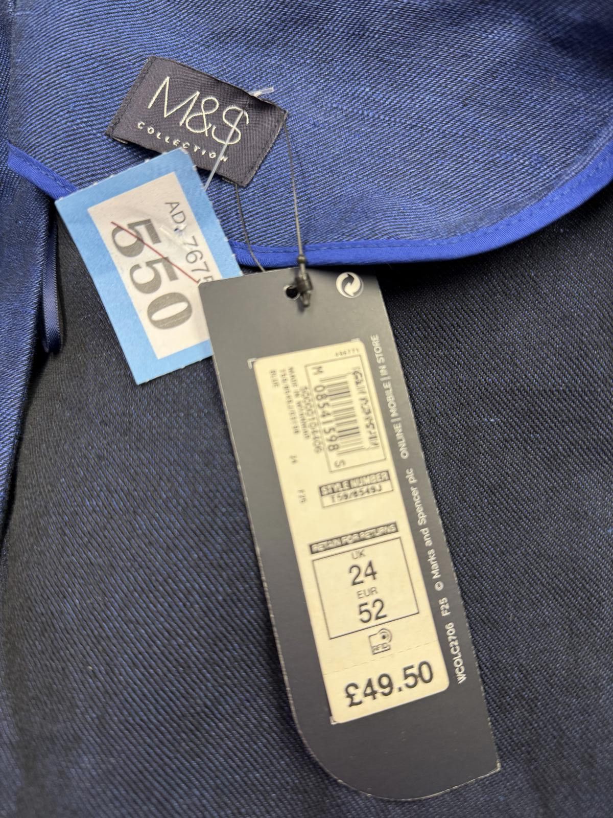 Other M&S Collection Blue Open Front Jacket with Ruffled Sleeves Size 3XL / US 20-22 - 2 Thumbnail