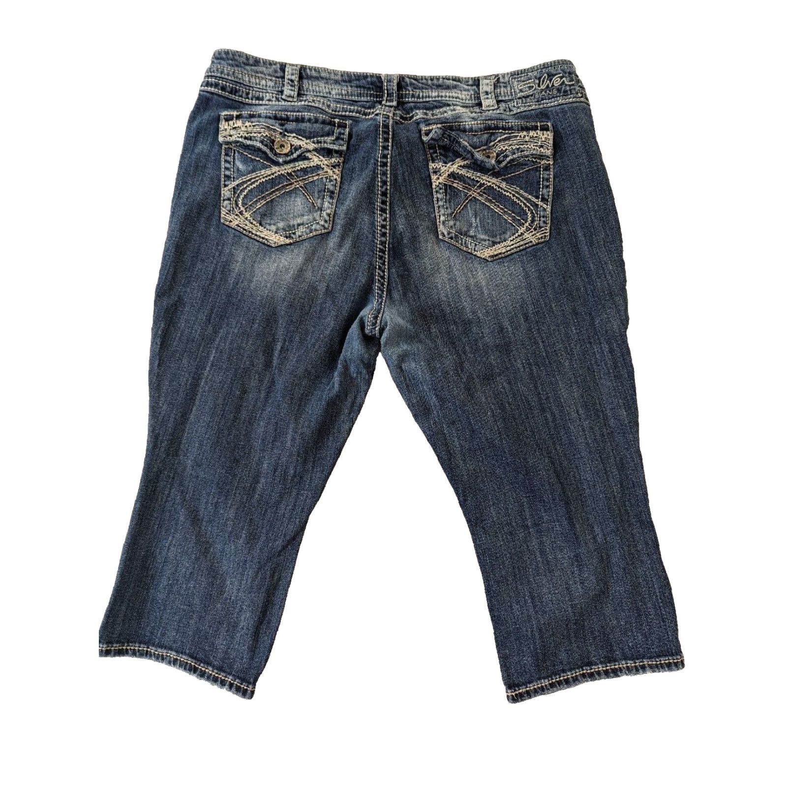 Silver Jeans Co. Silver Jeans Suki Capri Woman's 24 Blue Wash Surplus Size 42" / US 20 - 2 Thumbnail
