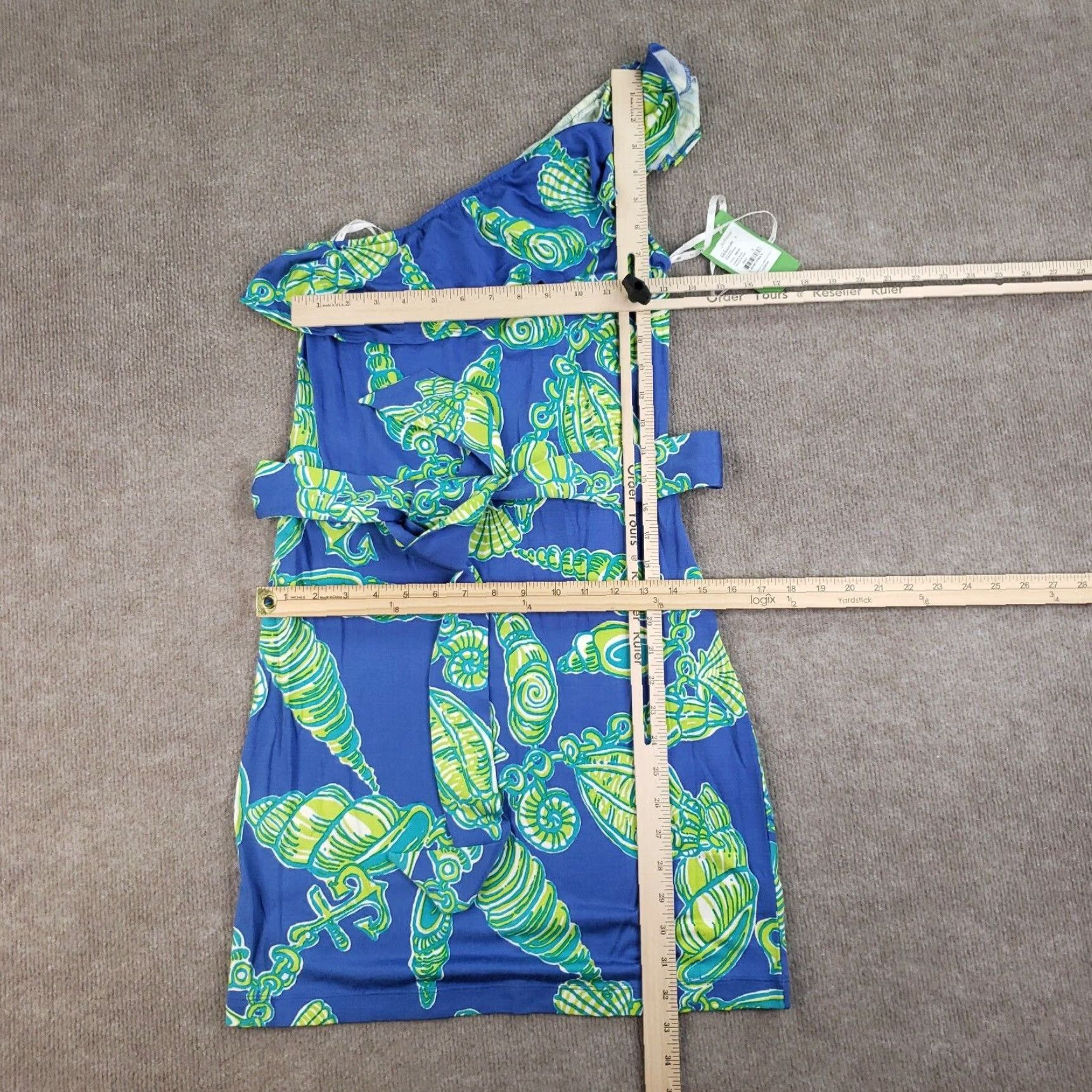 Lilly Pulitzer Lilly Pulitzer Womens One Shoulder Dress Small Blue Green Size S / US 4 / IT 40 - 2 Thumbnail