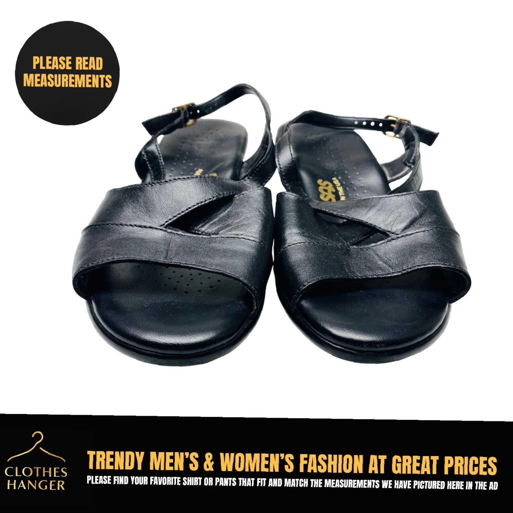 SAS SAS Caress Tripad Comfort Wedge Sandals Womens 7.5 WW Extra Wide Black Leather Size US 8 / IT 38 - 2 Thumbnail